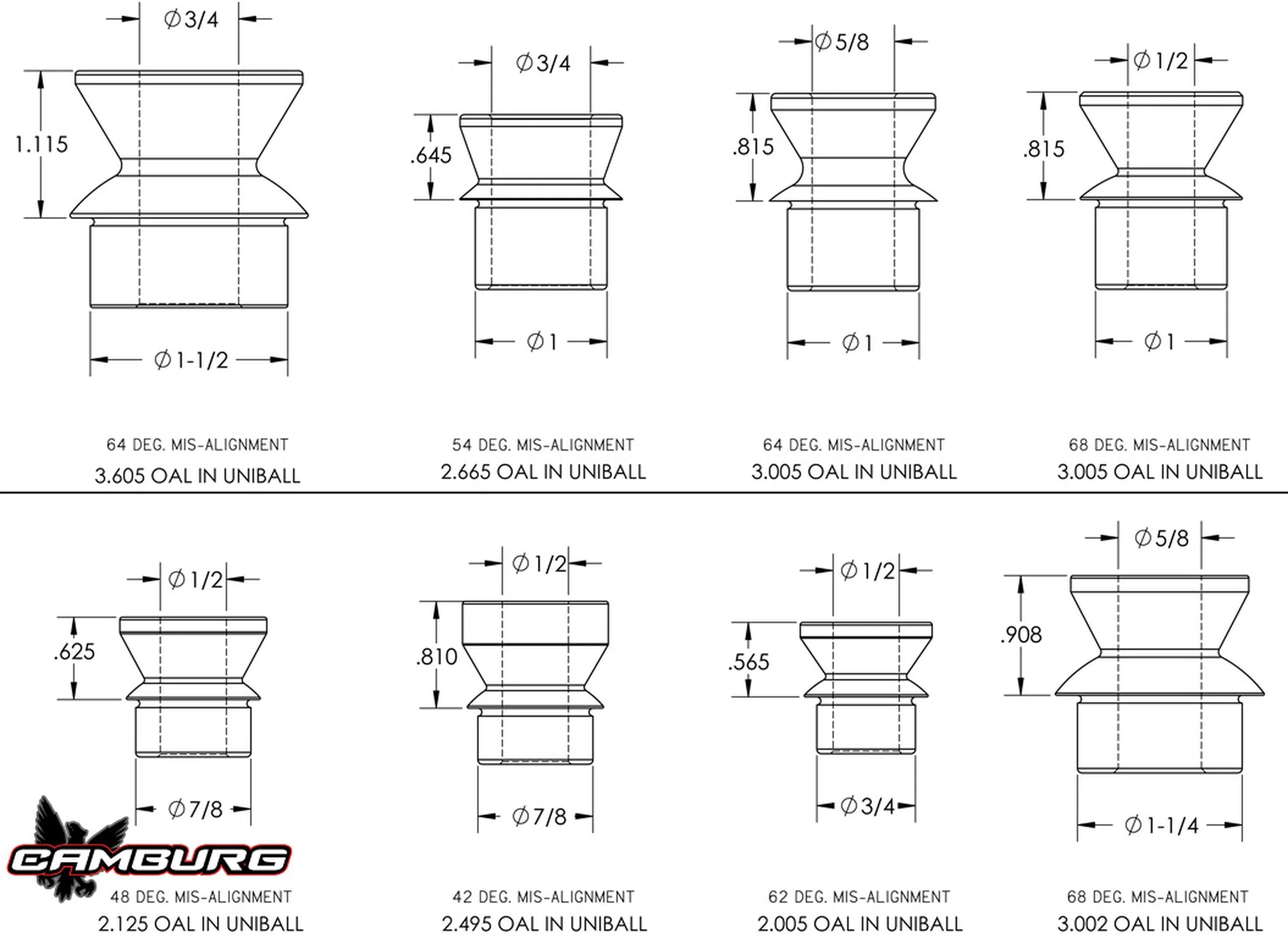 1.00" RHT Heim Kit (FK JM heim, 0.625" ID spacers, 1.75" thread bung, jam nut) - Image 8