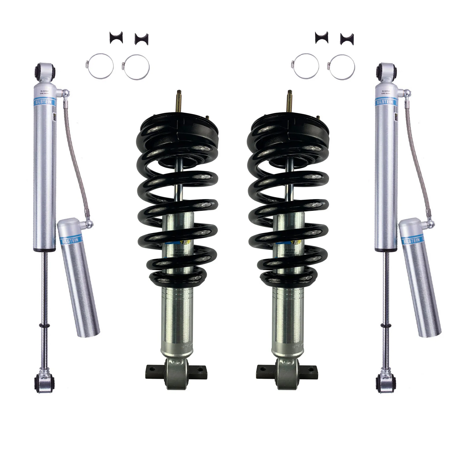 Bilstein 6112 Strut & Spring Assembled + Rear 5160 Reservoir Shocks Set for 2007-2013 Chevrolet Silverado 1500 4WD V8