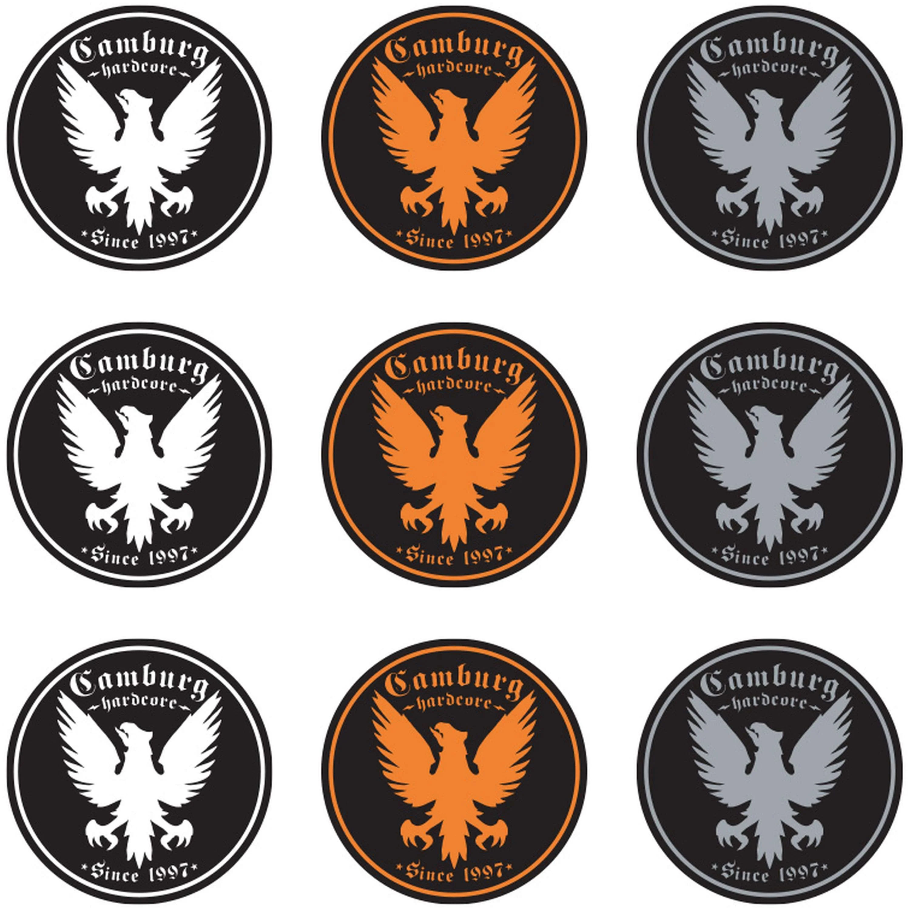 Camburg Warbird 4" Sticker 6-Pack - Black/Silver