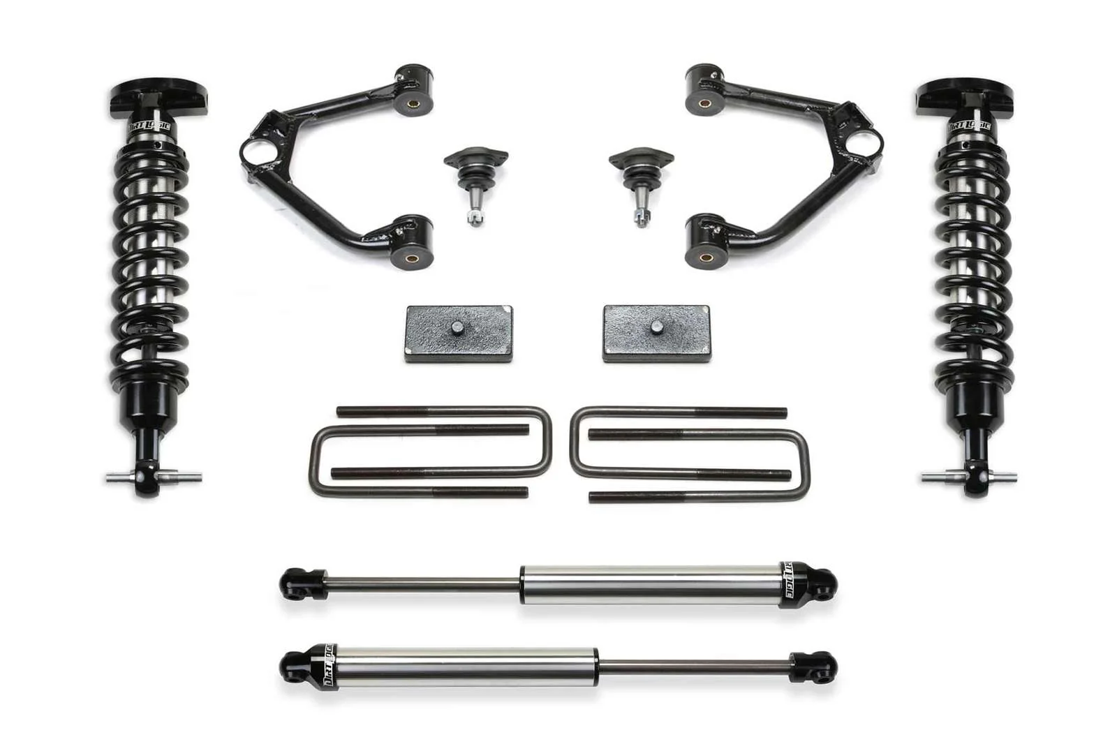 Fabtech 1.5" Ball Joint UCA Lift Kit w/Front Dirt Logic 2.5 Coilovers & Rear 2.25 Shocks for 2019-2024 Chevrolet Silverado 1500 4WD w/1.5" lift