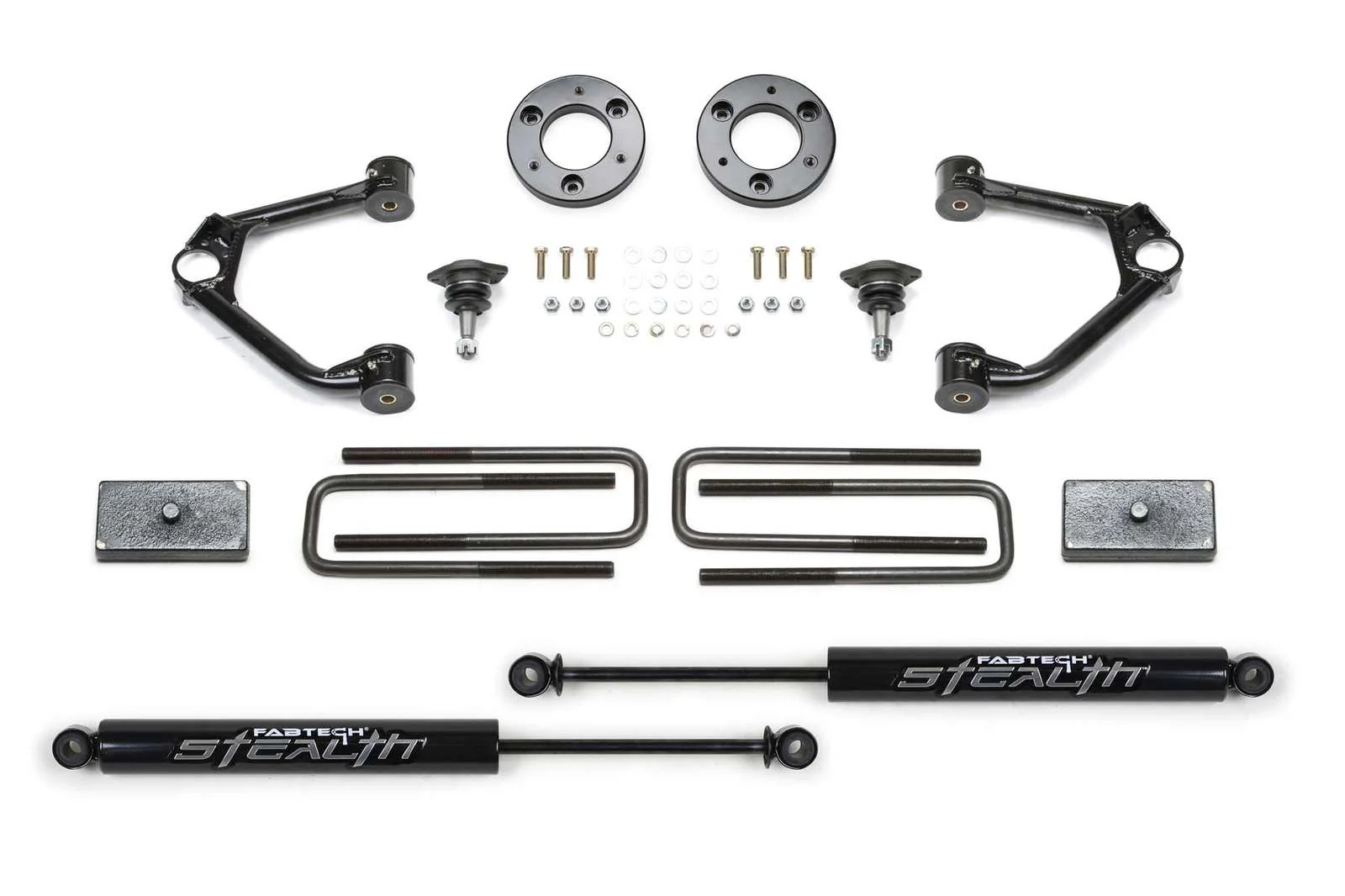 Fabtech 1.5" Ball Joint UCA Lift Kit w/Rear Stealth Shocks for 2019-2024 GMC Sierra 1500 4WD w/1.5" lift