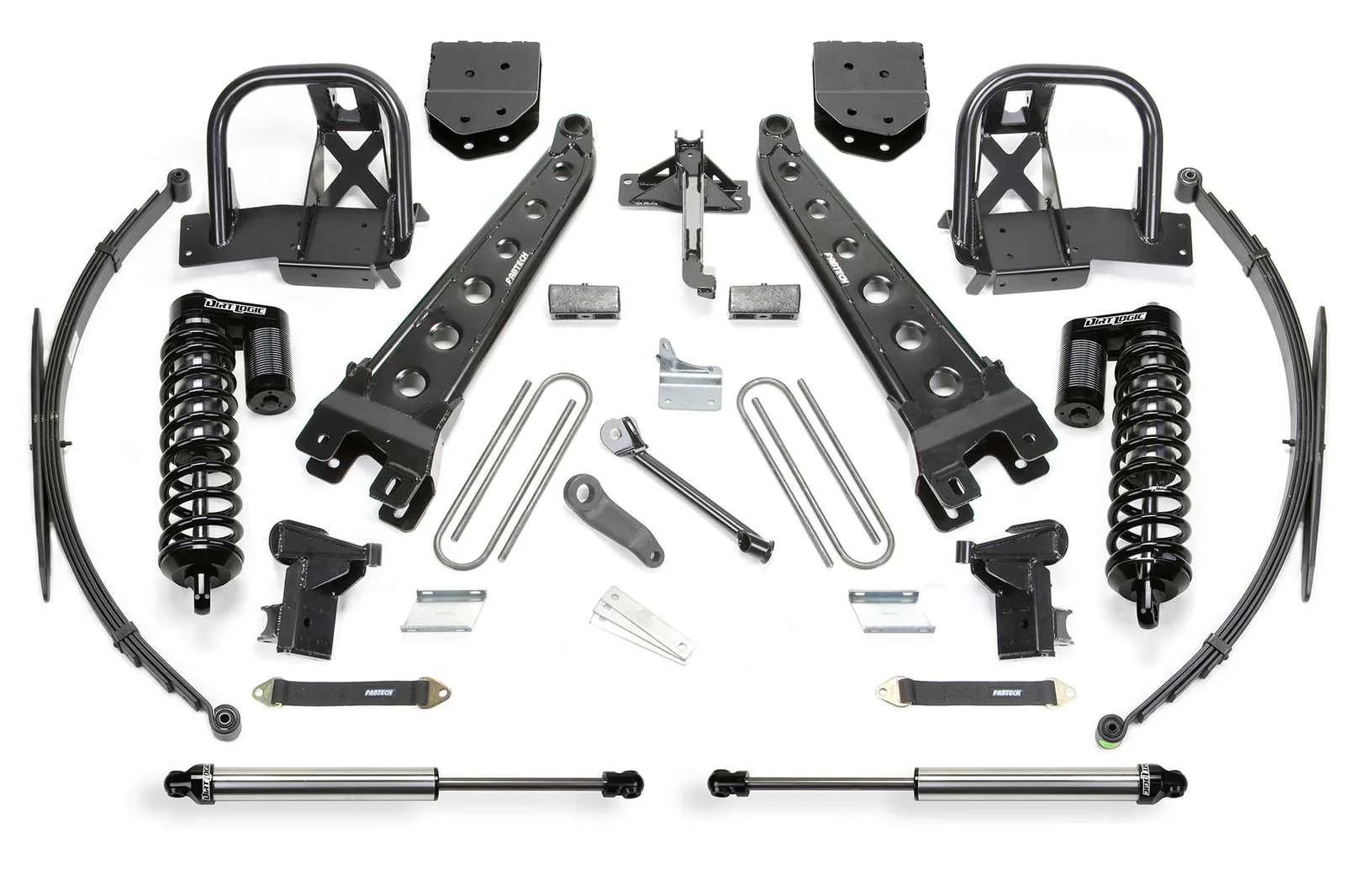 Fabtech 10" Radius Arm System w/Dirt Logic 4.0 Coilovers & Rear 2.25 Shocks Kit for 2008-2016 Ford F350 Super Duty 4WD w/10" lift