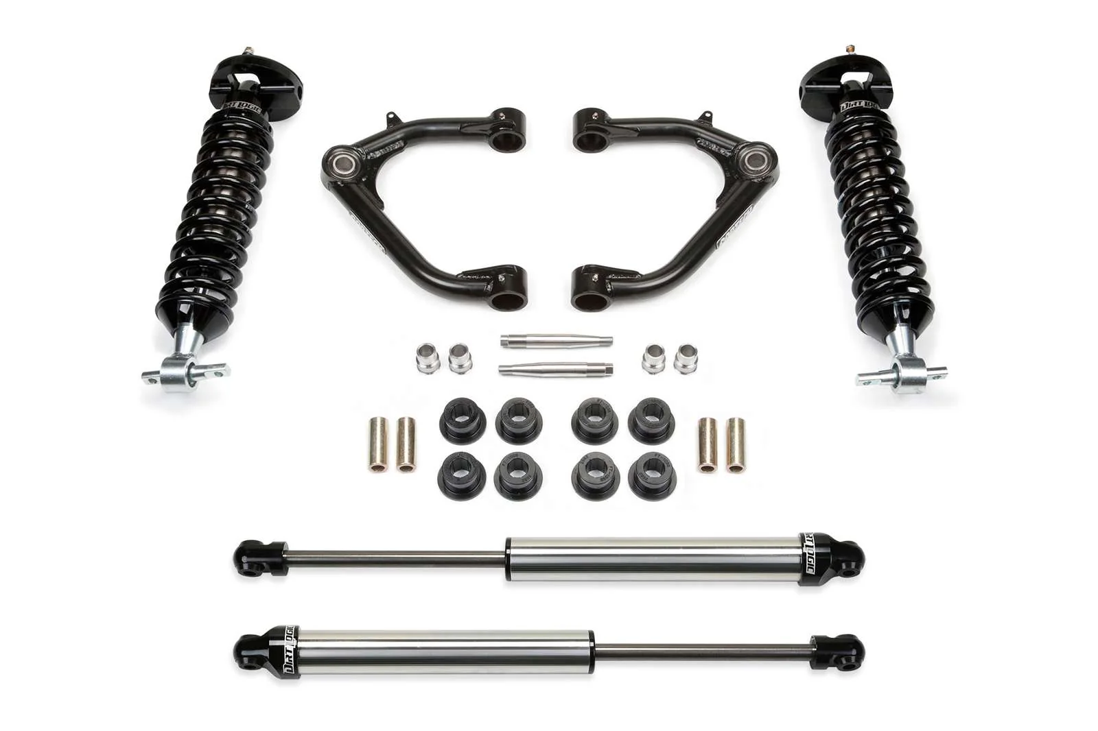 Fabtech 2" Uniball UCA System w/Front Dirt Logic 2.5 Coilovers & Rear 2.25 Shocks Kit for 2007-2014 GMC Sierra 1500 4WD RWD w/2" lift
