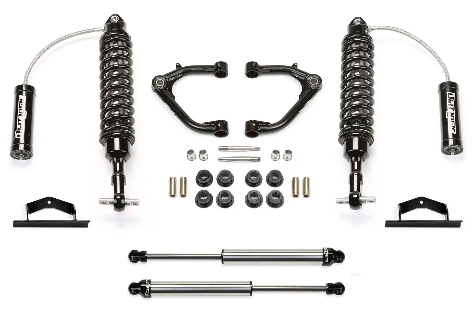 Fabtech 2" Uniball UCA System w/Front Dirt Logic 2.5 Coilovers w/Reservoir & Rear 2.25 Shocks Kit for 2014-2018 GMC Sierra 1500 4WD w/2" lift