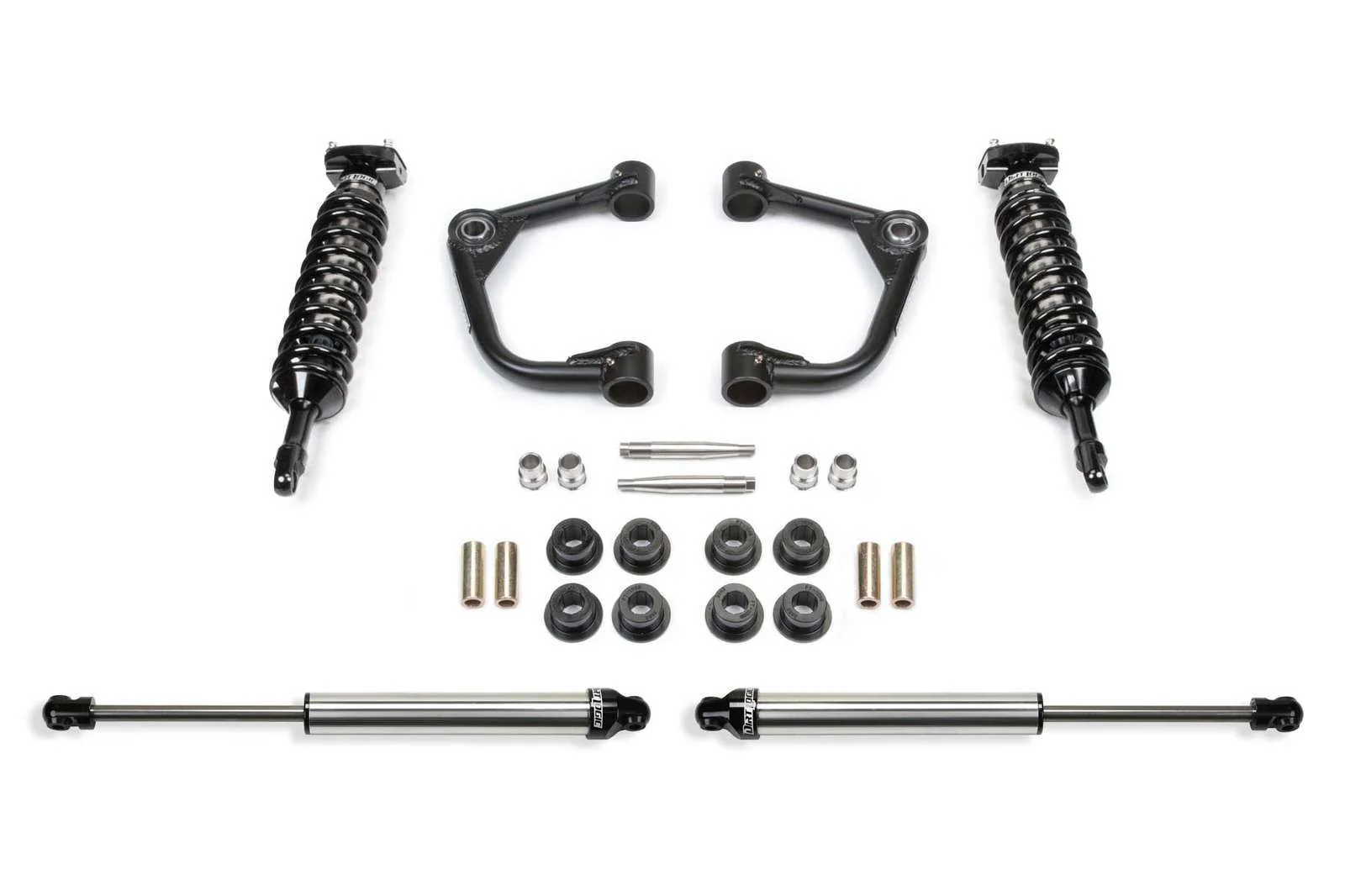 Fabtech 2" Upper Control Arm System w/Front Dirt Logic 2.5 Coilovers & Rear 2.25 Shocks Kit for 2009-2014 Ford F150 4WD w/2" lift