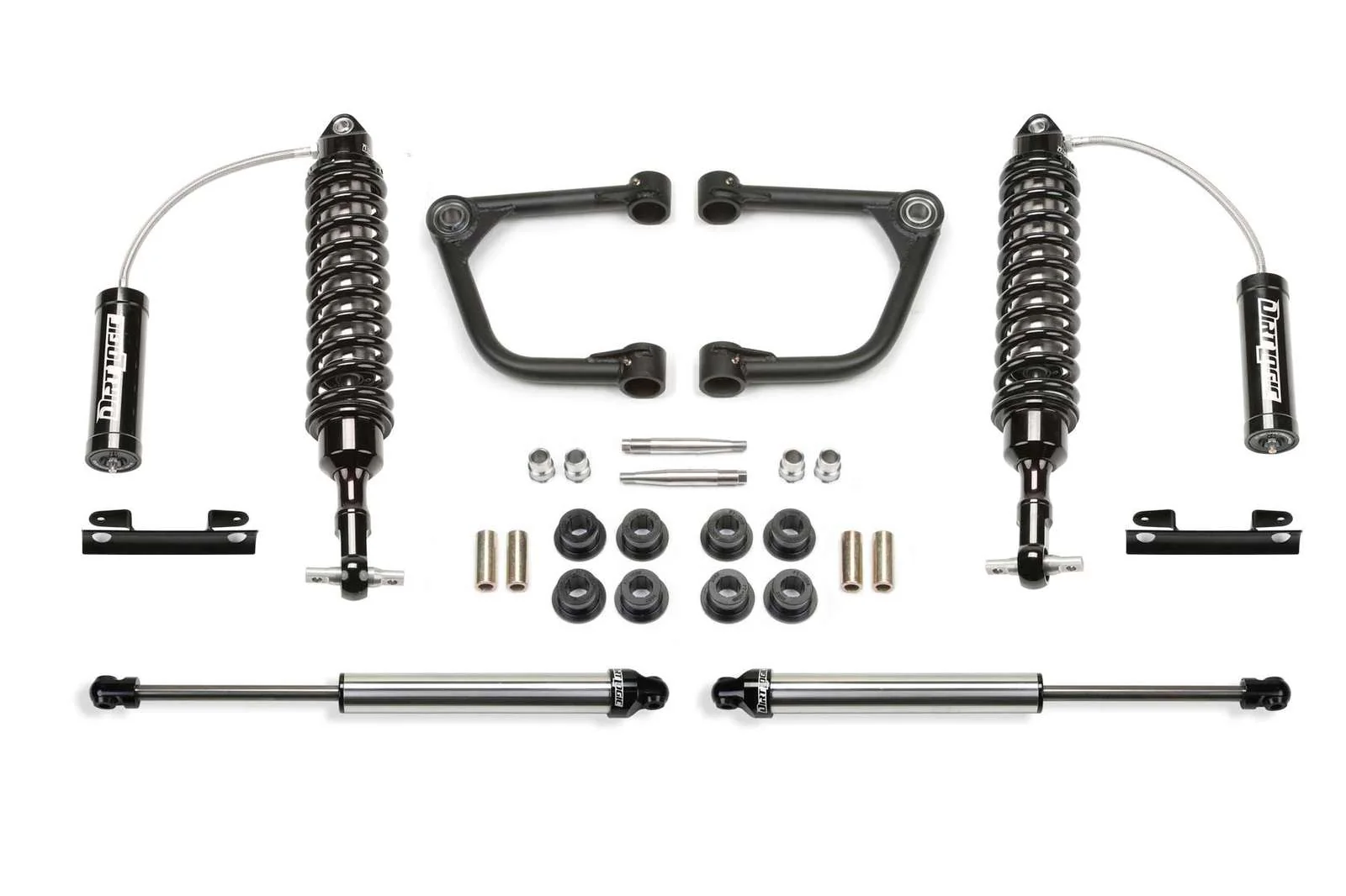 Fabtech 2" Upper Control Arm System w/Front Dirt Logic 2.5 Coilovers w/Reservoir & Rear 2.25 Shocks Kit for 2007-2021 Toyota Tundra 4WD RWD w/2" lift