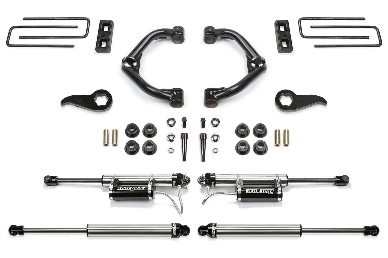 Fabtech 3.5" Uniball UCA Lift Kit w/Dirt Logic 2.25 Shocks w/Reservoir for 2020-2024 GMC Sierra 3500 HD 4WD w/3.5" lift