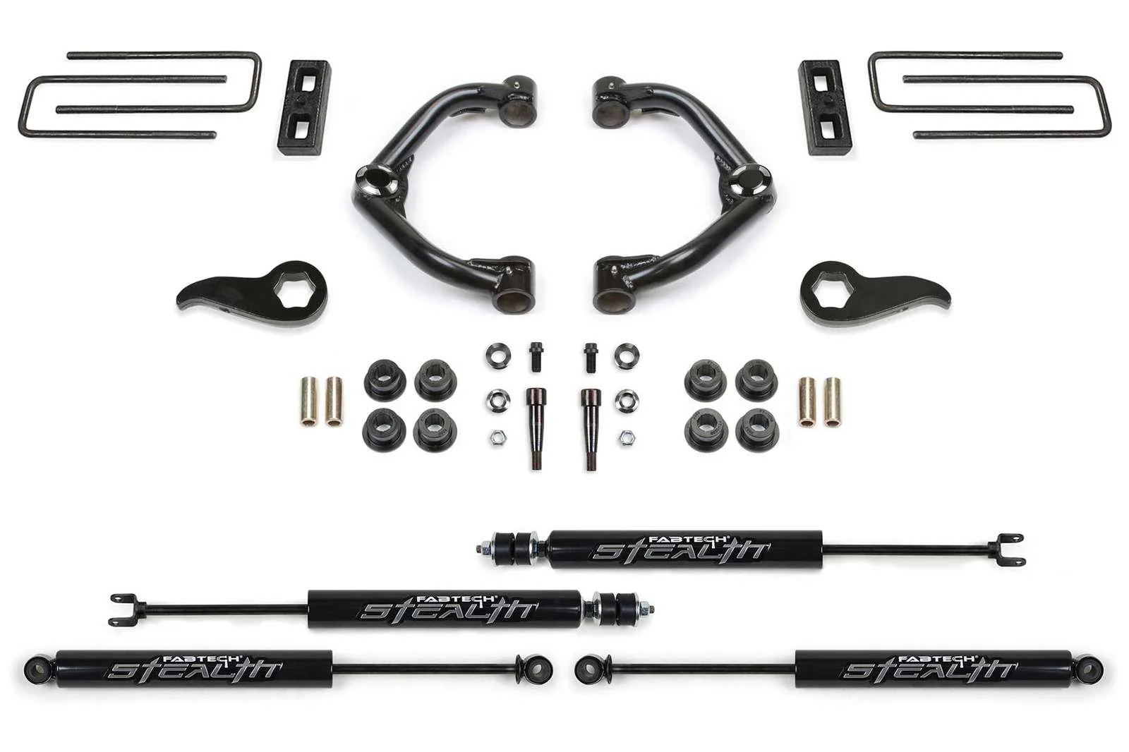 Fabtech 3.5" Uniball UCA Lift Kit w/Stealth Shocks for 2020-2024 Chevrolet Silverado 3500 HD 4WD w/3.5" lift
