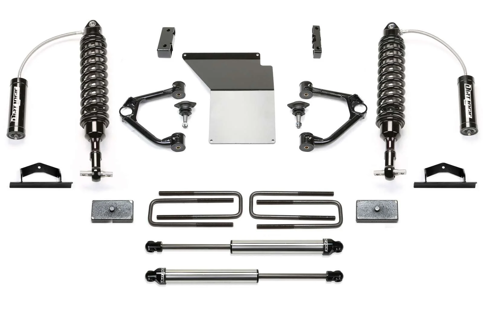 Fabtech 3" Ball Joint UCA Lift Kit w/Front Dirt Logic 2.5 Coilovers w/Reservoir & Rear 2.25 Shocks for 2007-2014 Chevrolet Silverado 1500 4WD w/3" lift