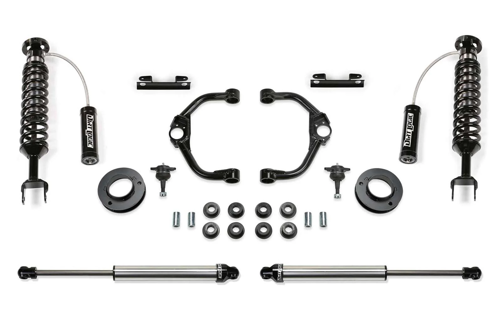 Fabtech 3" Ball Joint UCA Lift Kit w/Front Dirt Logic 2.5 Coilovers w/Reservoir & Rear 2.25 Shocks for 2019-2024 Ram 1500 4WD RWD w/3" lift