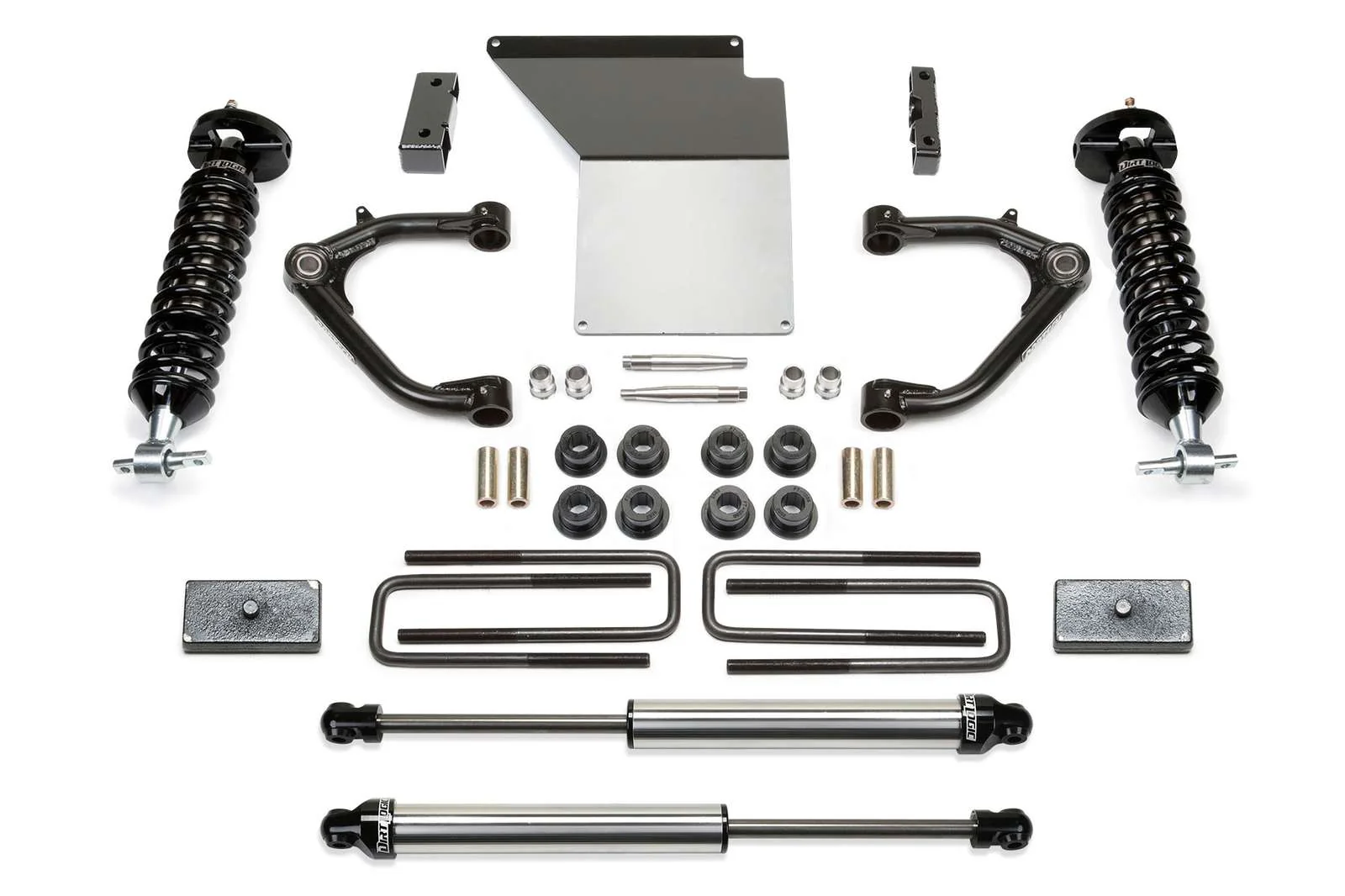 Fabtech 3" Uniball UCA Lift Kit w/Front Dirt Logic 2.5 Coilovers & Rear 2.25 Shocks for 2007-2014 GMC Sierra 1500 4WD RWD w/3" lift