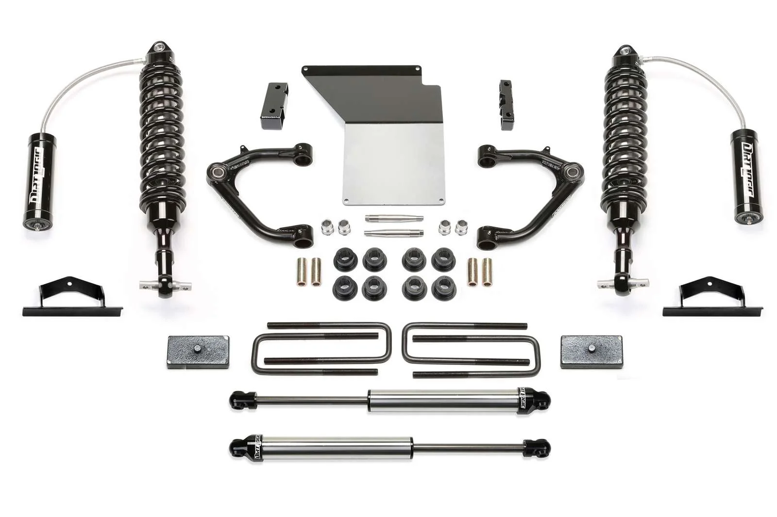Fabtech 3" Uniball UCA Lift Kit w/Front Dirt Logic 2.5 Coilovers w/Reservoir & Rear 2.25 Shocks for 2014-2018 Chevrolet Silverado 1500 4WD w/3" lift