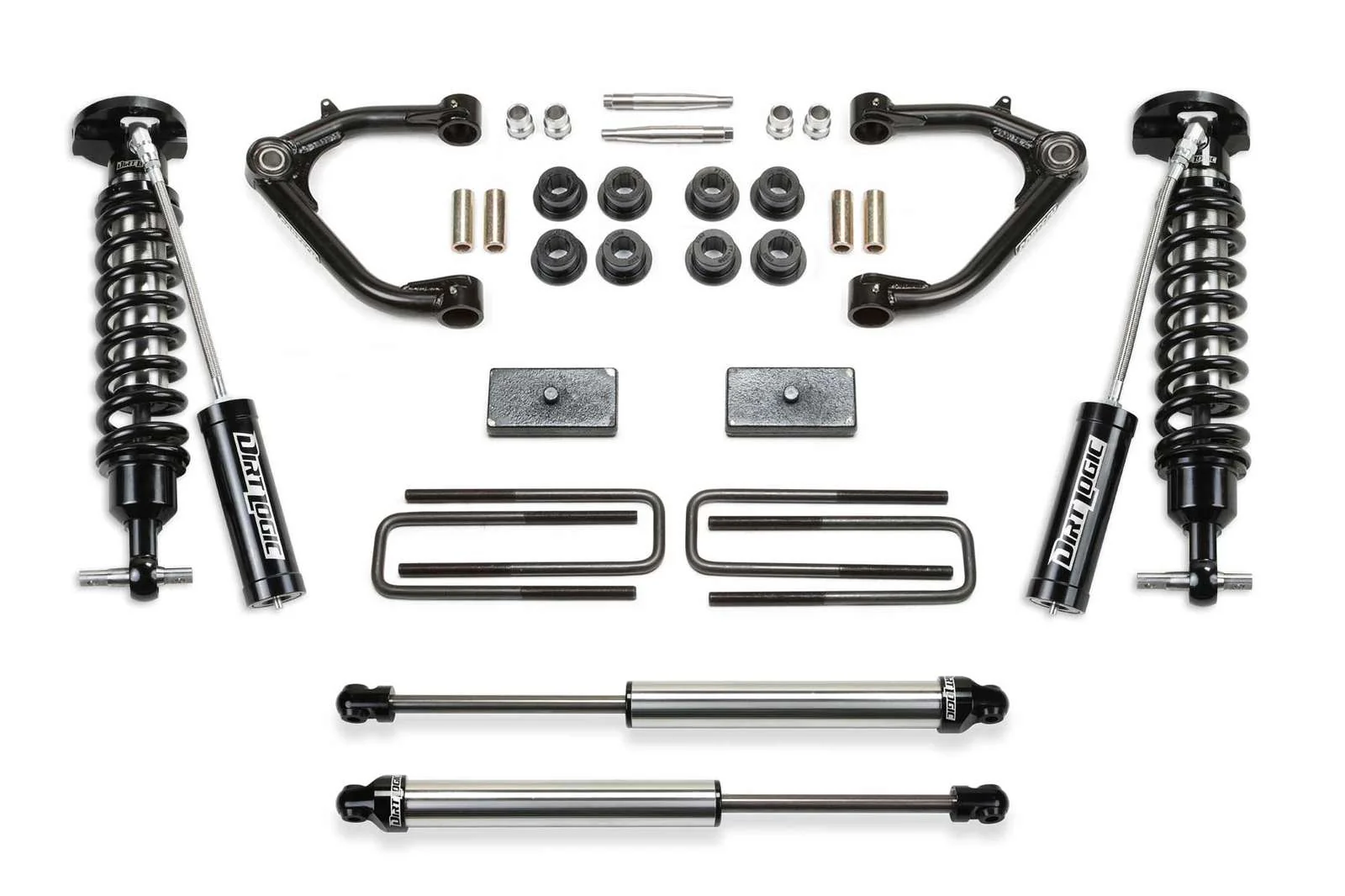 Fabtech 3" Uniball UCA Lift Kit w/Front Dirt Logic 2.5 Coilovers w/Reservoir & Rear 2.25 Shocks for 2019-2024 Chevrolet Silverado 1500 4WD w/3" lift