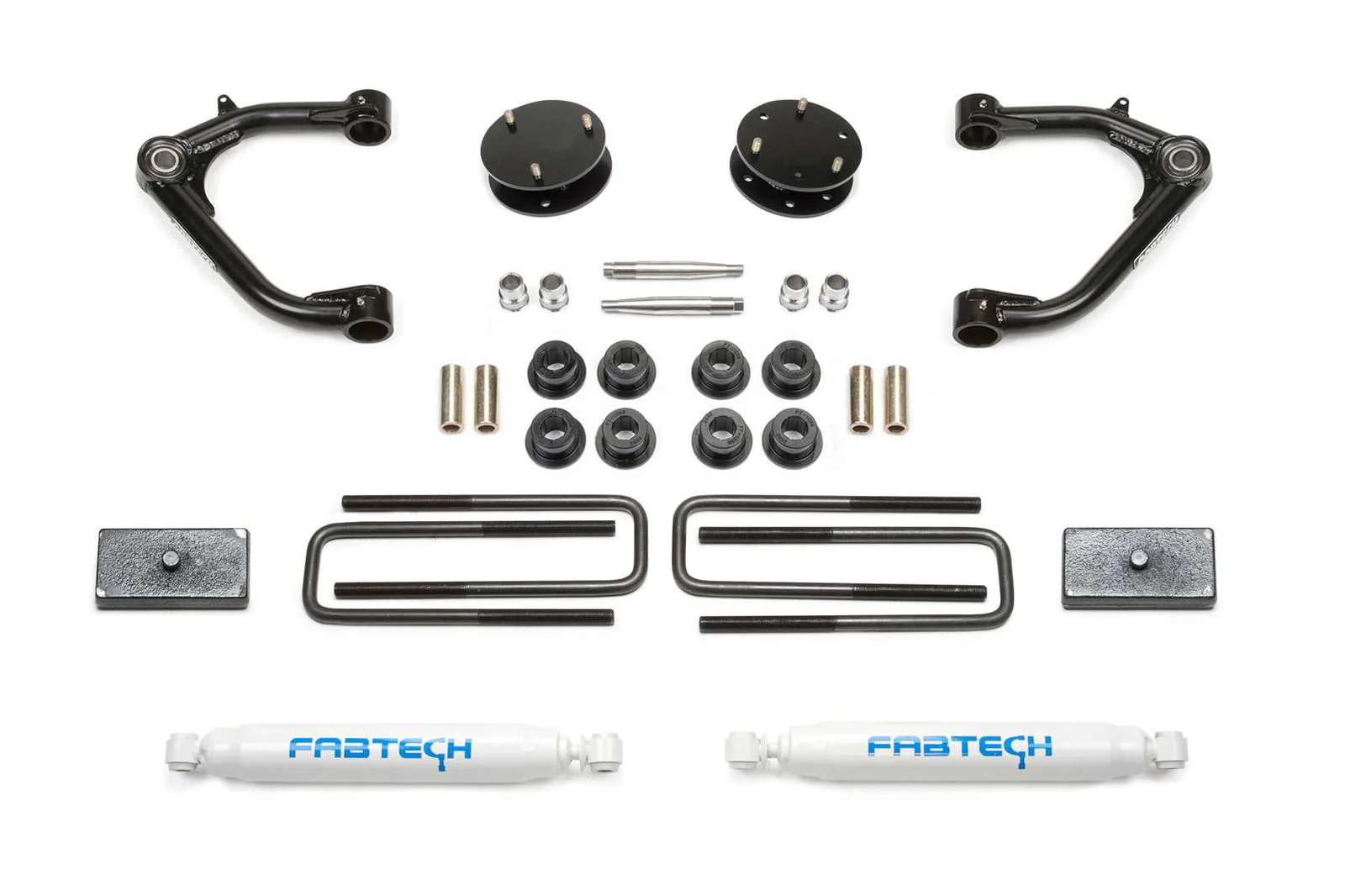 Fabtech 3" Uniball UCA Lift Kit w/Rear Performance Shocks for 2019-2024 Chevrolet Silverado 1500 4WD w/3" lift