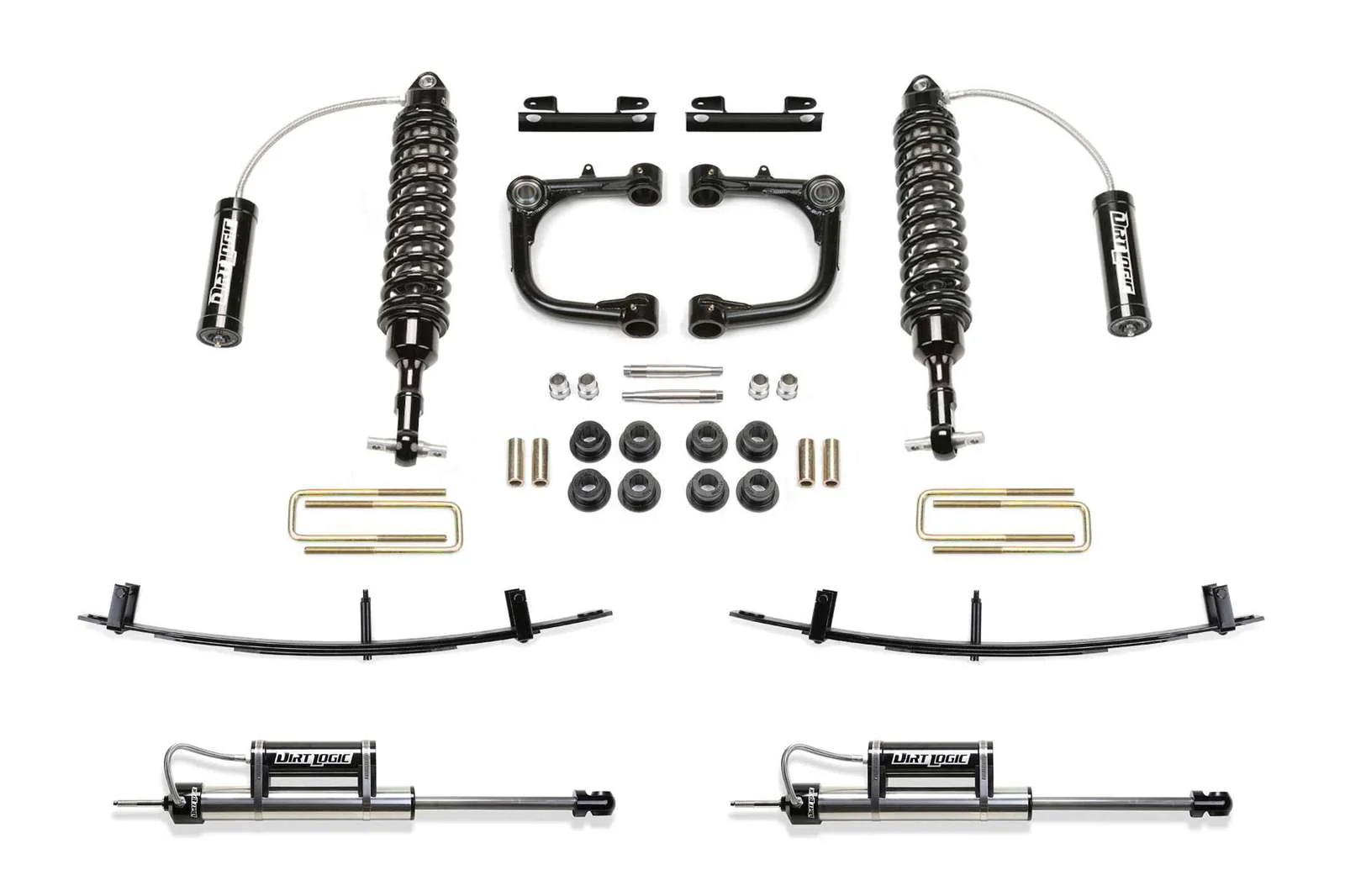 Fabtech 3" Uniball UCA System w/Front Dirt Logic 2.5 Coilovers w/Reservoir & Rear Dirt Logic 2.25 Shocks w/Reservoir w/Spring Pack Kit for 2005-2015 Toyota Tacoma 4WD RWD w/3" lift 6-Lug