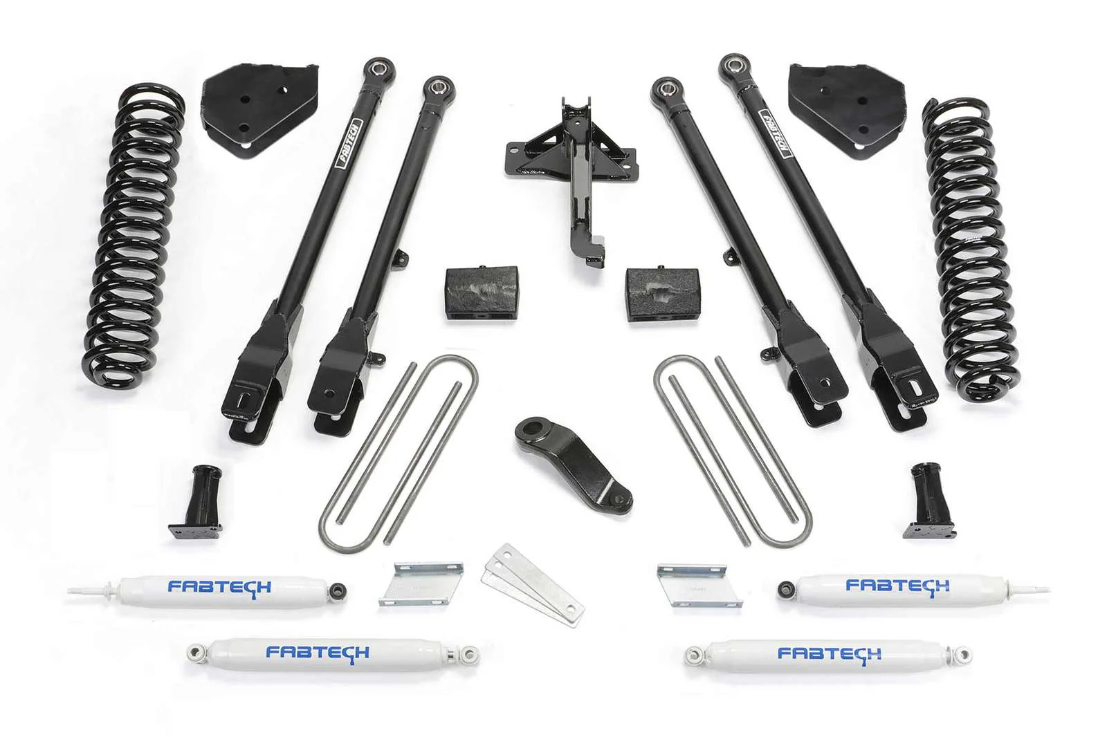 Fabtech 4" 4 Link System w/Performance Shocks Kit for 2017-2024 Ford F350 Super Duty 4WD w/4" lift