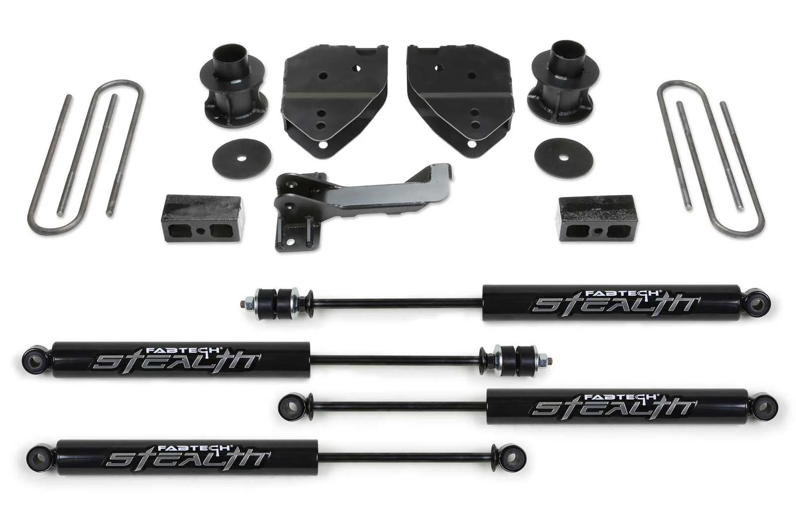 Fabtech 4" Budget System w/Stealth Shocks Kit for 2017-2024 Ford F250 Super Duty 4WD w/4" lift