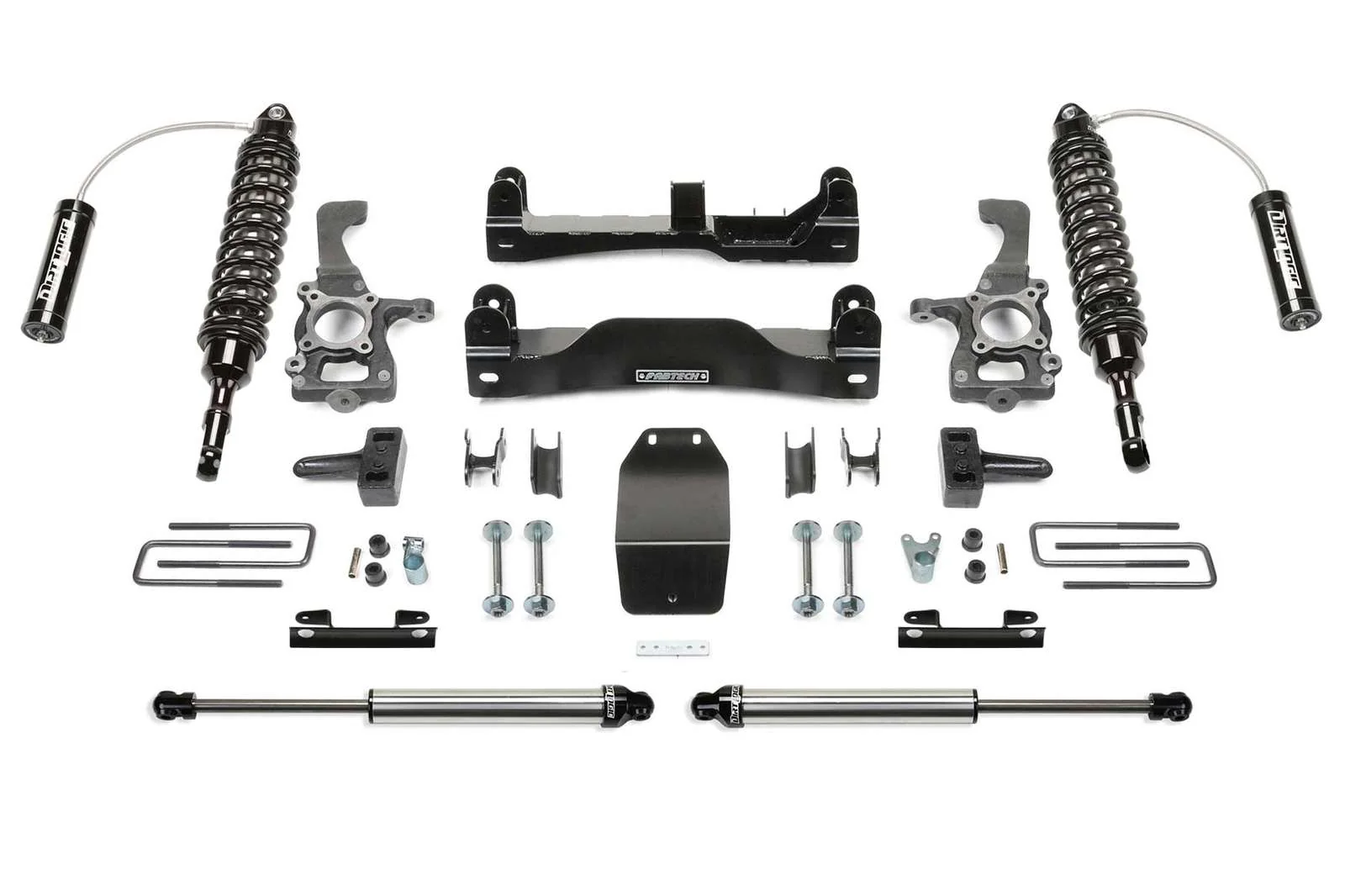 Fabtech 4" Performance System w/Front Dirt Logic 2.5 Coilovers w/Reservoir & Rear 2.25 Shocks Kit for 2009-2014 Ford F150 4WD w/4" lift