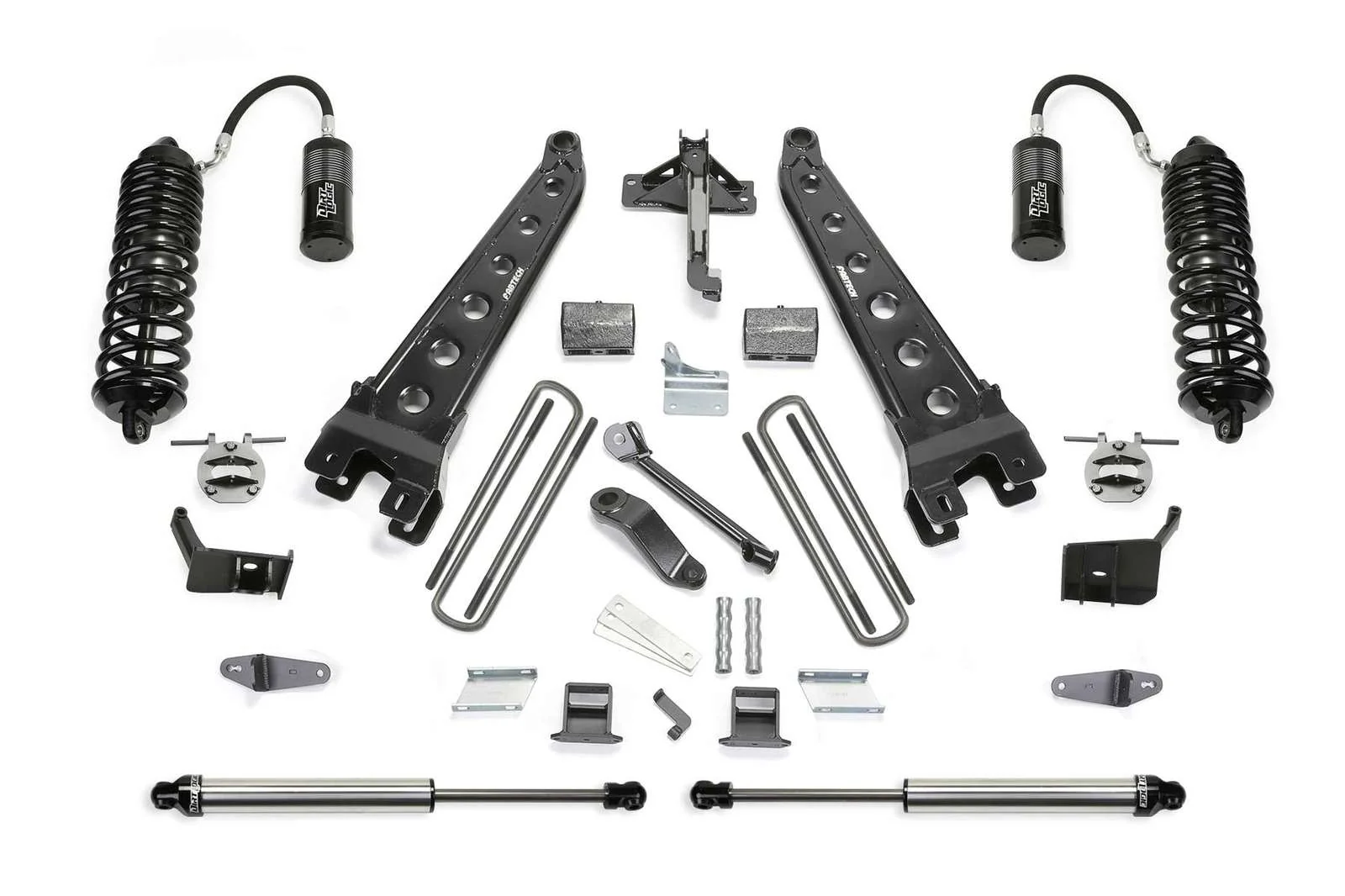 Fabtech 4" Radius Arm System w/Front Dirt Logic 4.0 Coilovers w/Reservoir & Rear 2.25 Shocks Kit for 2008-2016 Ford F350 Super Duty 4WD w/4" lift