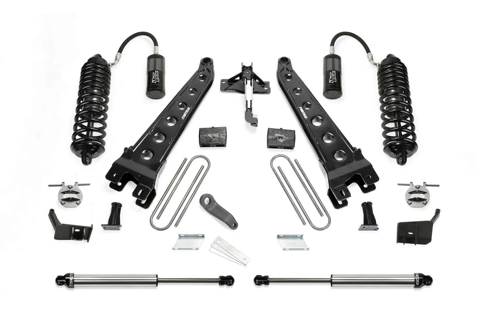 Fabtech 4" Radius Arm System w/Front Dirt Logic 4.0 Coilovers w/Reservoir & Rear 2.25 Shocks Kit for 2017-2024 Ford F250 Super Duty 4WD w/4" lift