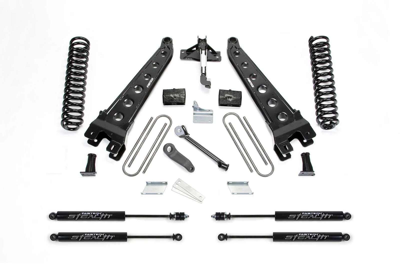 Fabtech 4" Radius Arm System w/Stealth Shocks Kit for 2008-2016 Ford F250 Super Duty 4WD w/4" lift