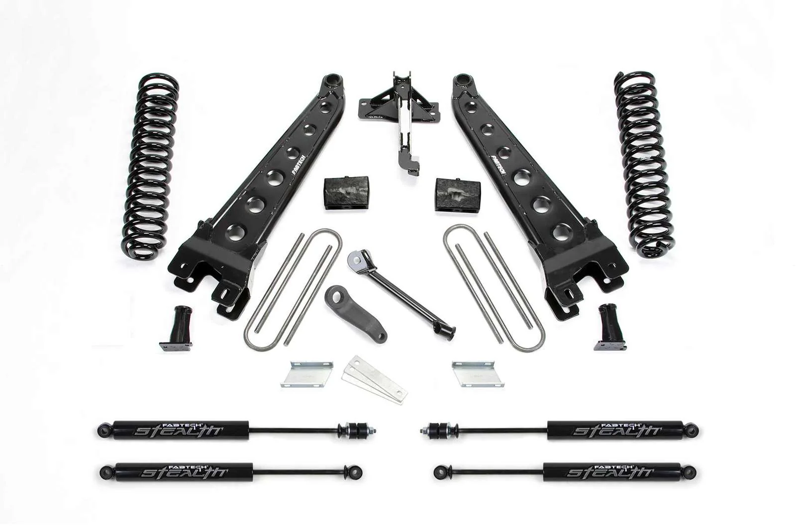 Fabtech 4" Radius Arm System w/Stealth Shocks Kit for 2017-2024 Ford F250 Super Duty 4WD w/4" lift