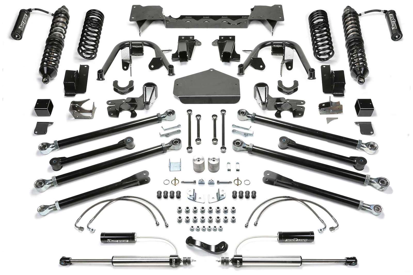 Fabtech 5" Crawler Coilover System w/Front Dirt Logic 2.5 Coilovers w/Reservoir & Rear Dirt Logic 2.25 Shocks w/Reservoir Kit for 2007-2018 Jeep Wrangler JK 4WD w/5" lift