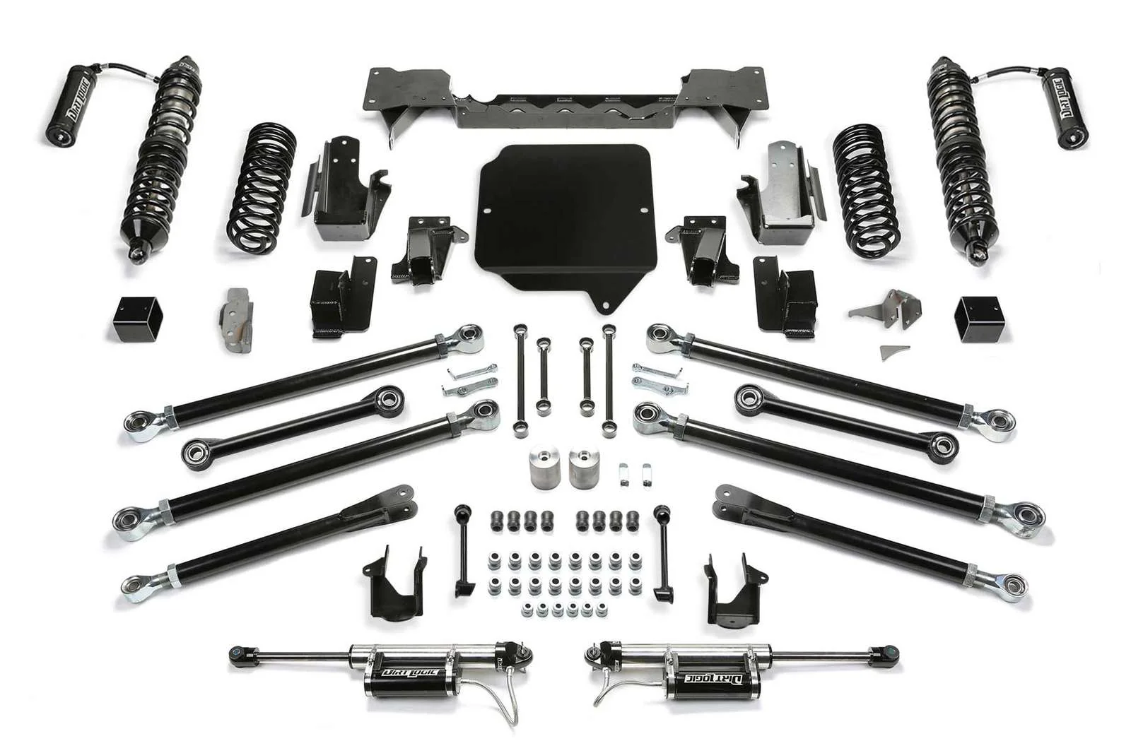 Fabtech 5" Crawler System w/Front Dirt Logic 2.5 Coilovers w/Reservoir & Rear Dirt Logic 2.25 Shocks w/Reservoir Kit for 2018-2024 Jeep Wrangler JL 4WD w/5" lift