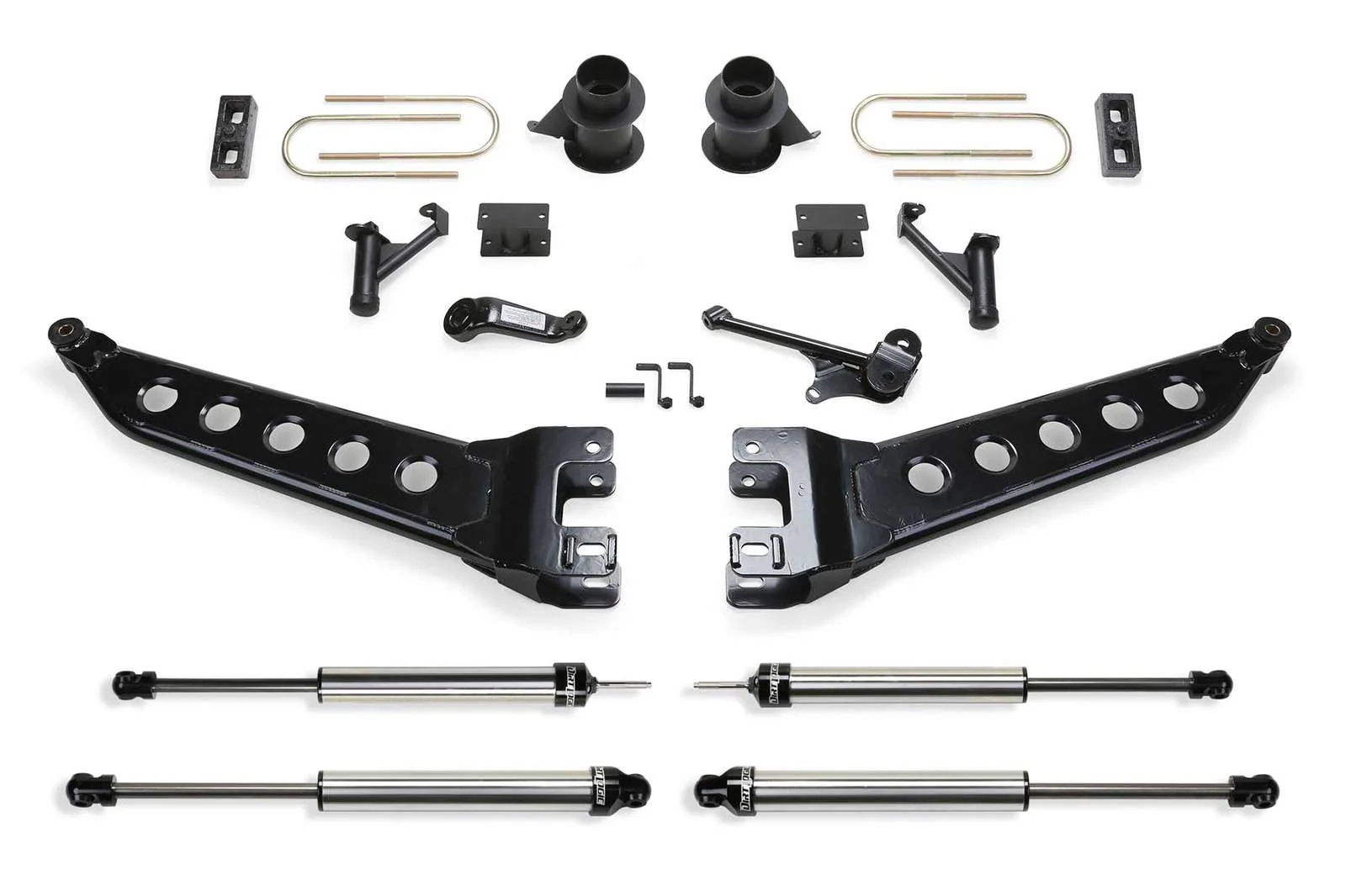 Fabtech 5" Radius Arm System w/Coil Spacers & Dirt Logic Shocks Kit for 2010-2018 Ram 3500 4WD w/5" lift