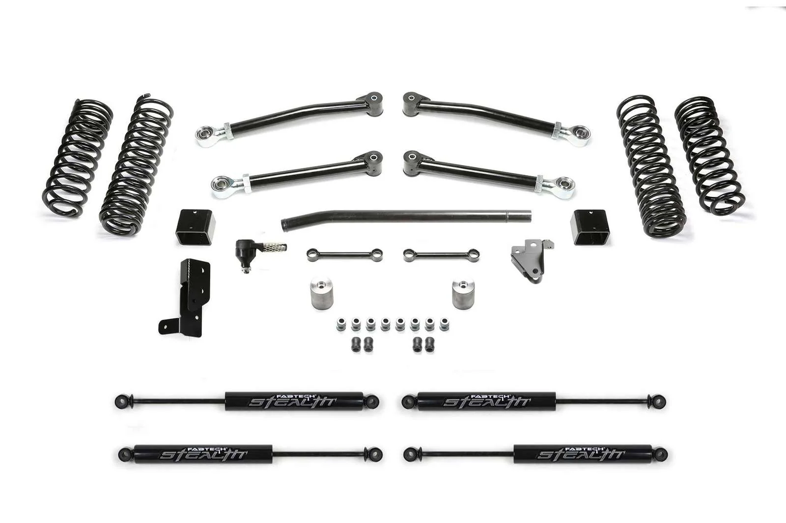 Fabtech 5" Trail System w/Stealth Shocks Kit for 2018-2024 Jeep Wrangler JL 4WD w/5" lift