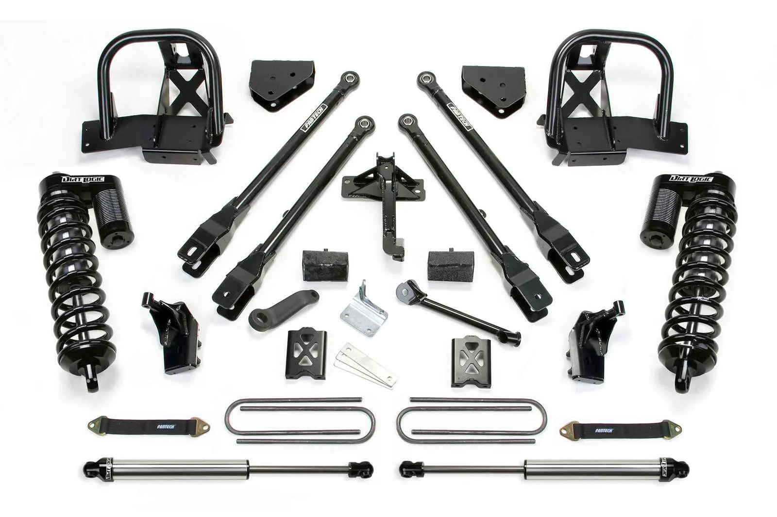 Fabtech 6" 4 Link System w/Dirt Logic 4.0 Coilovers & Rear 2.25 Shocks Kit for 2008-2016 Ford F350 Super Duty 4WD w/6" lift
