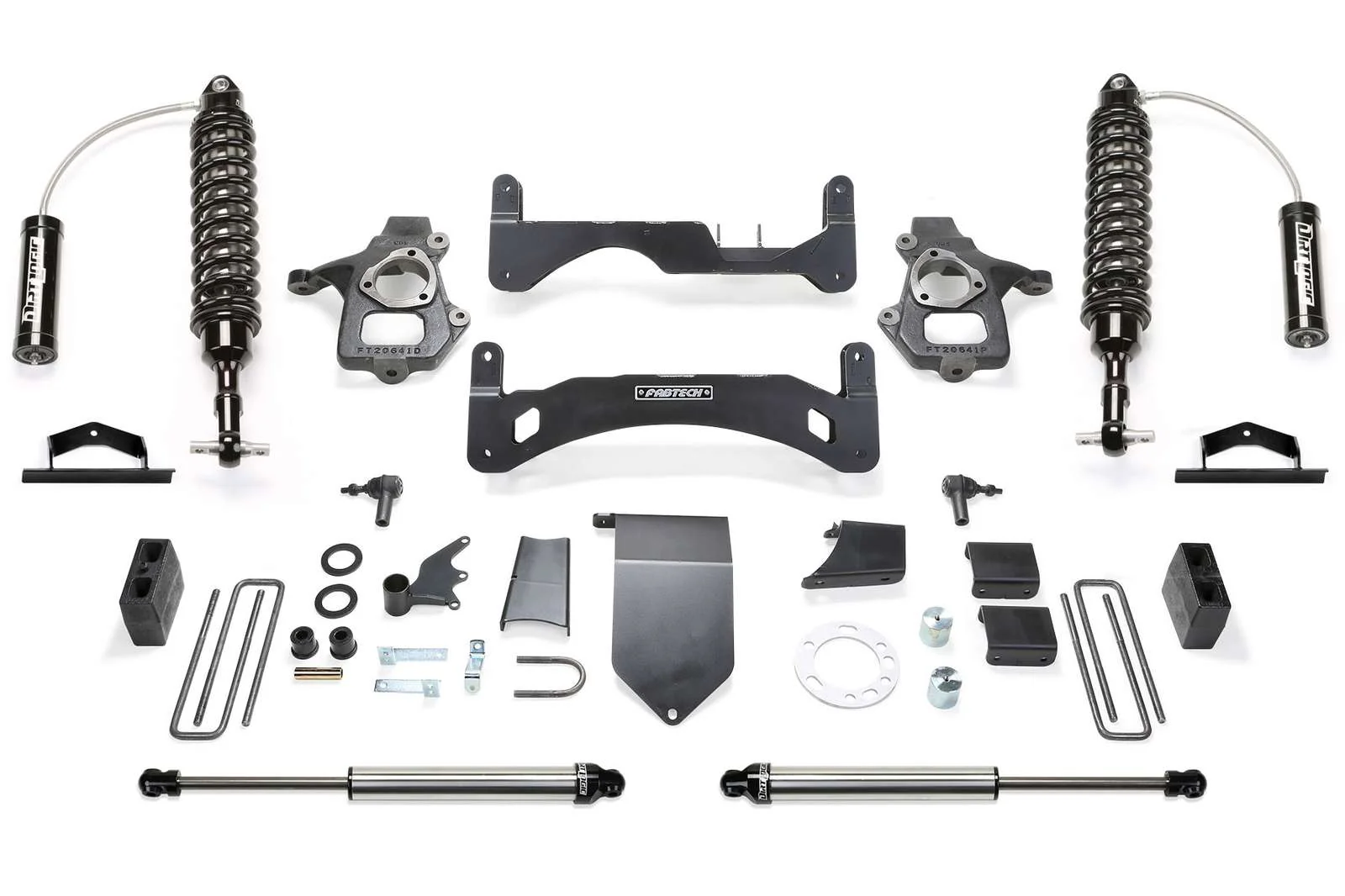 Fabtech 6" Performance System Gen 2 w/Front Dirt Logic 2.5 Coilovers w/Reservoir & Rear 2.25 Shocks Kit for 2014-2018 Chevrolet Silverado 1500 4WD w/6" lift
