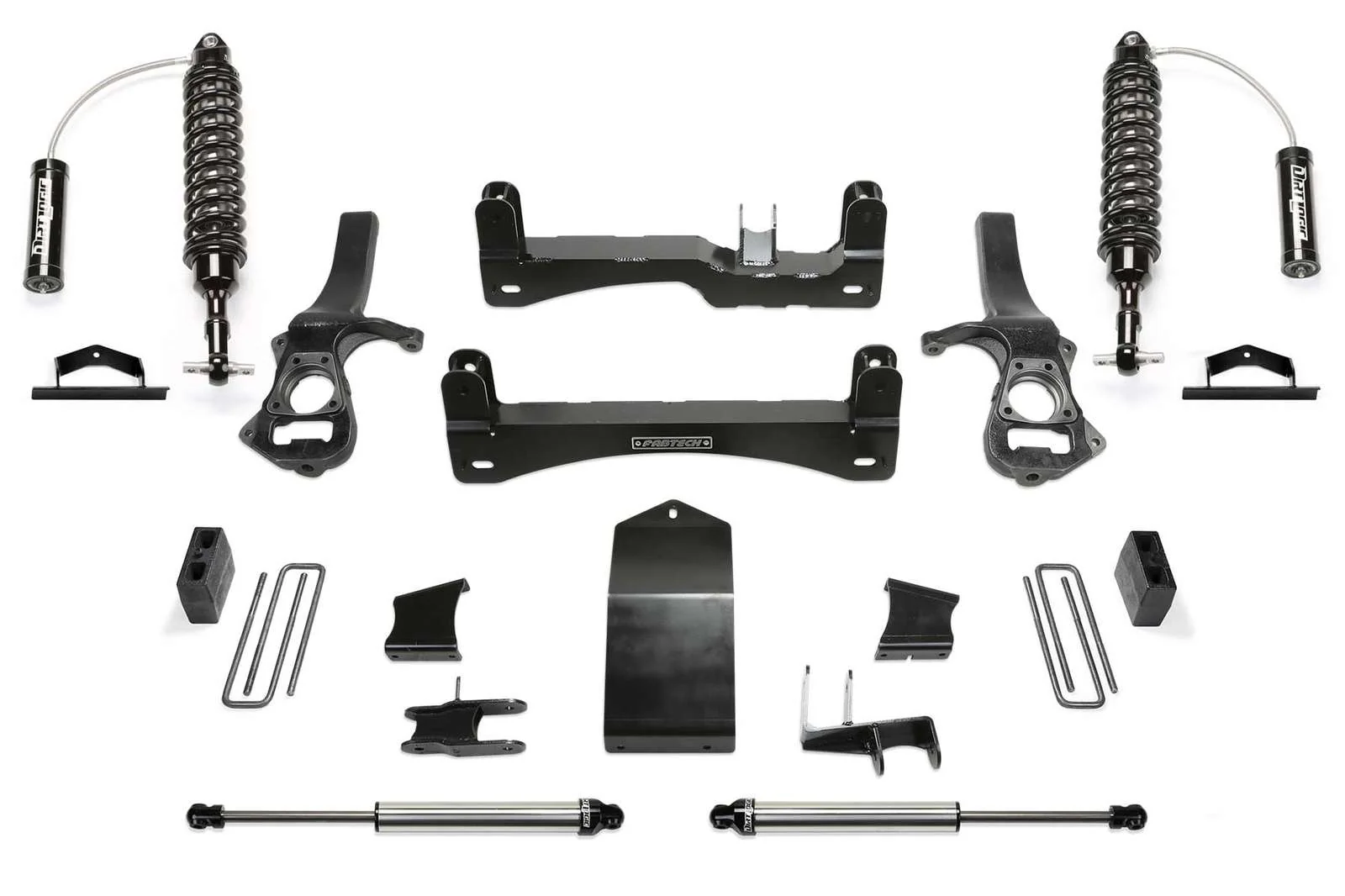 Fabtech 6" Performance System w/Front Dirt Logic 2.5 Coilovers w/Reservoir & Rear 2.25 Shocks Kit for 2019-2024 Chevrolet Silverado 1500 4WD w/6" lift