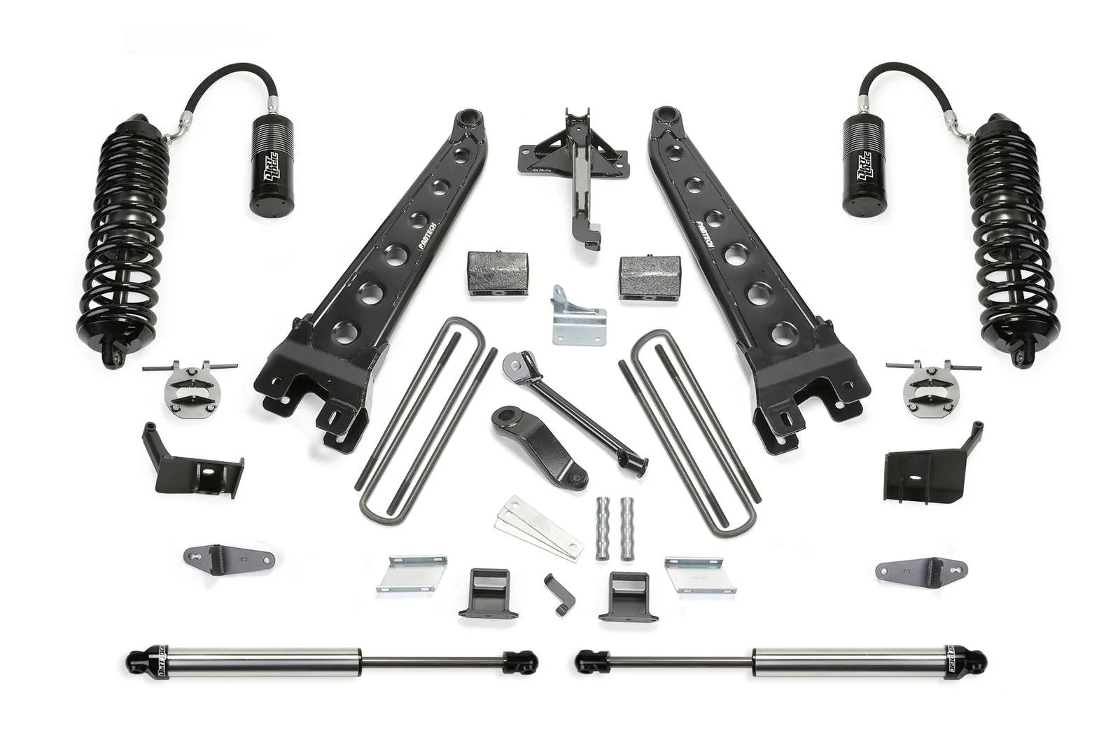 Fabtech 6" Radius Arm System Dirt Logic 4.0 Coilovers w/Reservoir & Rear 2.25 Shocks Kit for 2008-2016 Ford F250 Super Duty 4WD w/6" lift