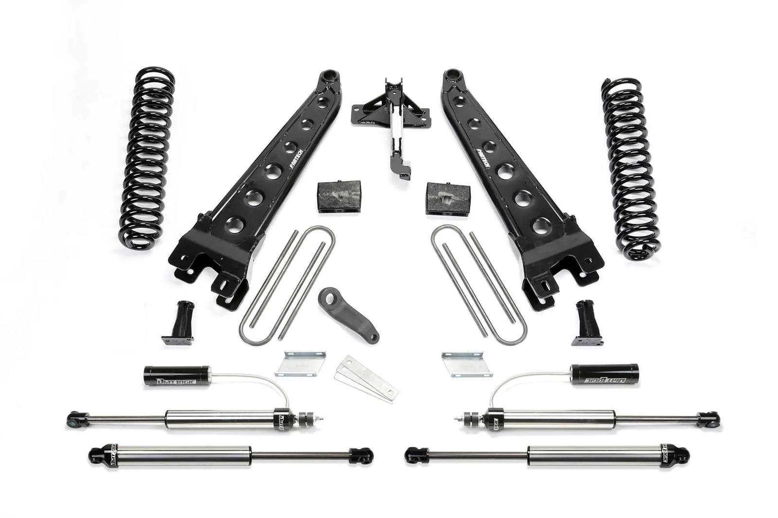 Fabtech 6" Radius Arm System w/Front Dirt Logic 2.25 Reservoir Shocks & Rear 2.25 Shocks Kit for 2017-2024 Ford F250 Super Duty 4WD w/6" lift