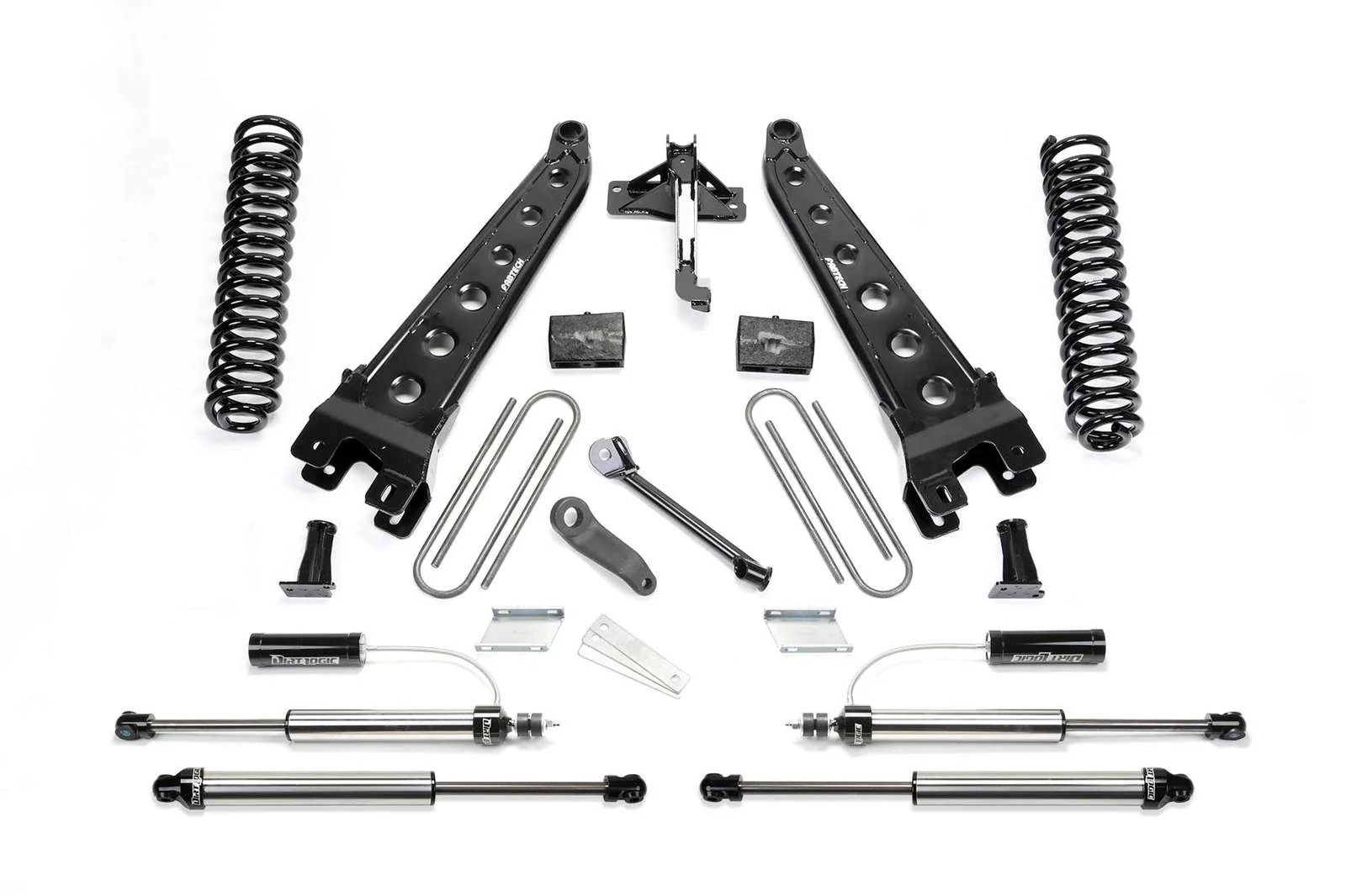 Fabtech 6" Radius Arm System w/Front Dirt Logic 2.25 Reservoir Shocks & Rear 2.25 Shocks Kit for 2017-2024 Ford F250 Super Duty 4WD w/6" lift