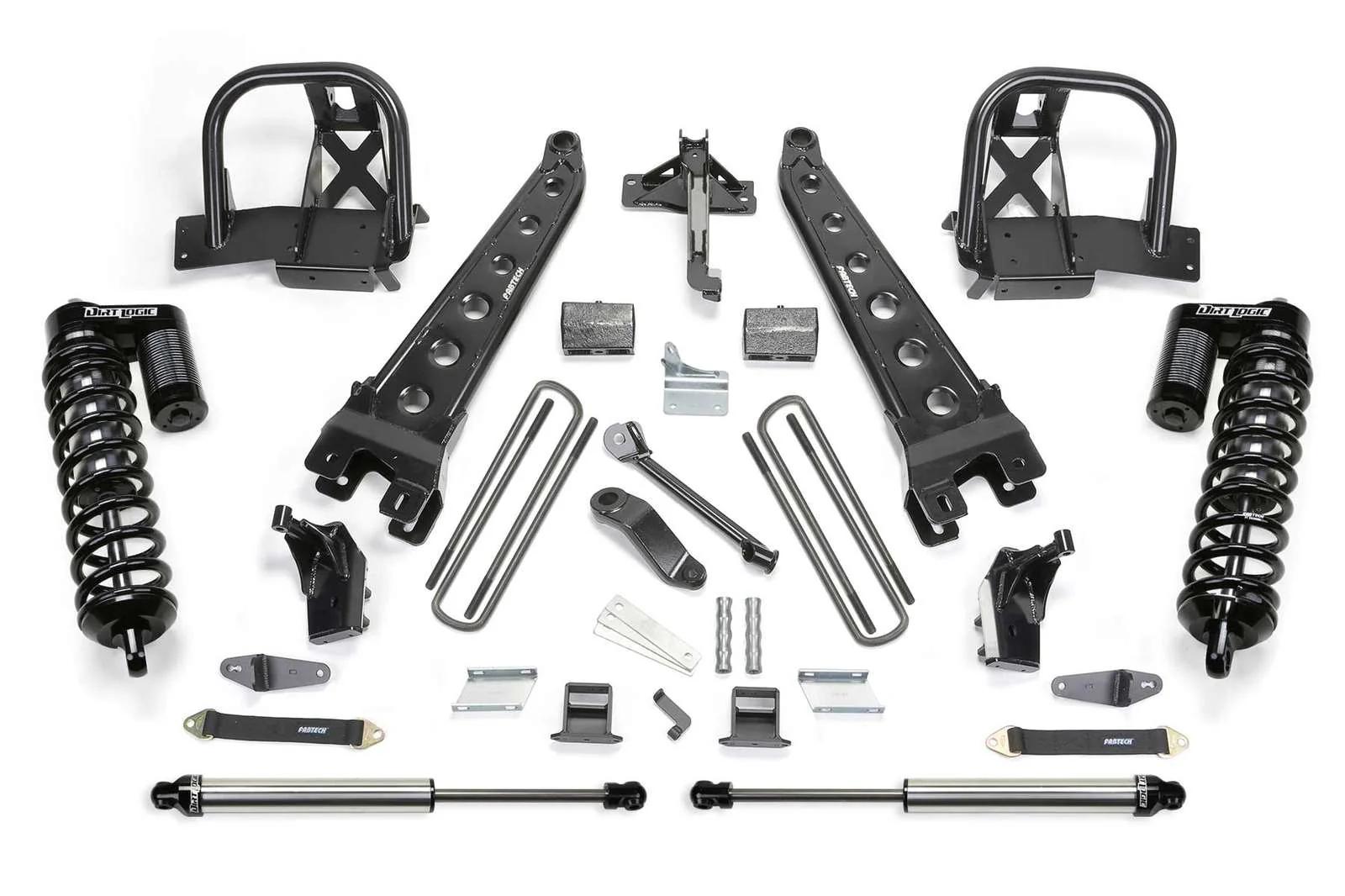 Fabtech 6" Radius Arm System w/Front Dirt Logic 4.0 Coilovers & Rear 2.25 Shocks Kit for 2008-2016 Ford F350 Super Duty 4WD w/6" lift 8-Lug