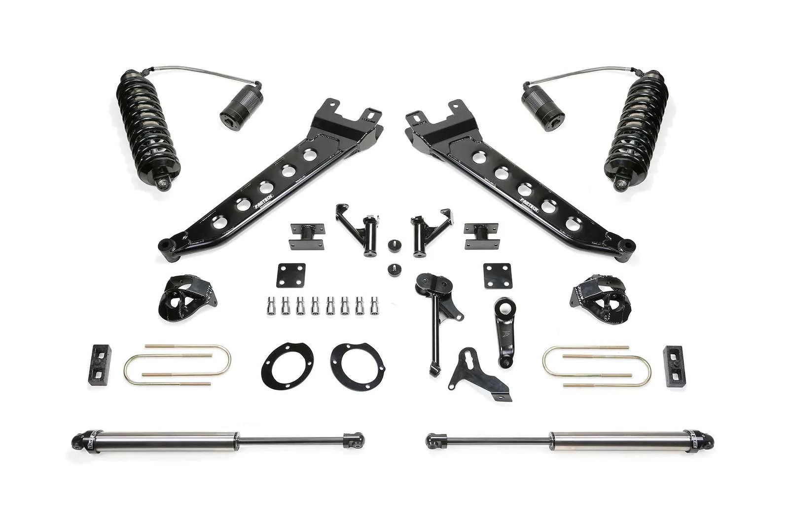 Fabtech 7" Radius Arm System w/Dirt Logic 4.0 Coilovers w/Reservoir & Dirt Logic Shocks Kit for 2010-2018 Ram 3500 4WD w/7.0" lift