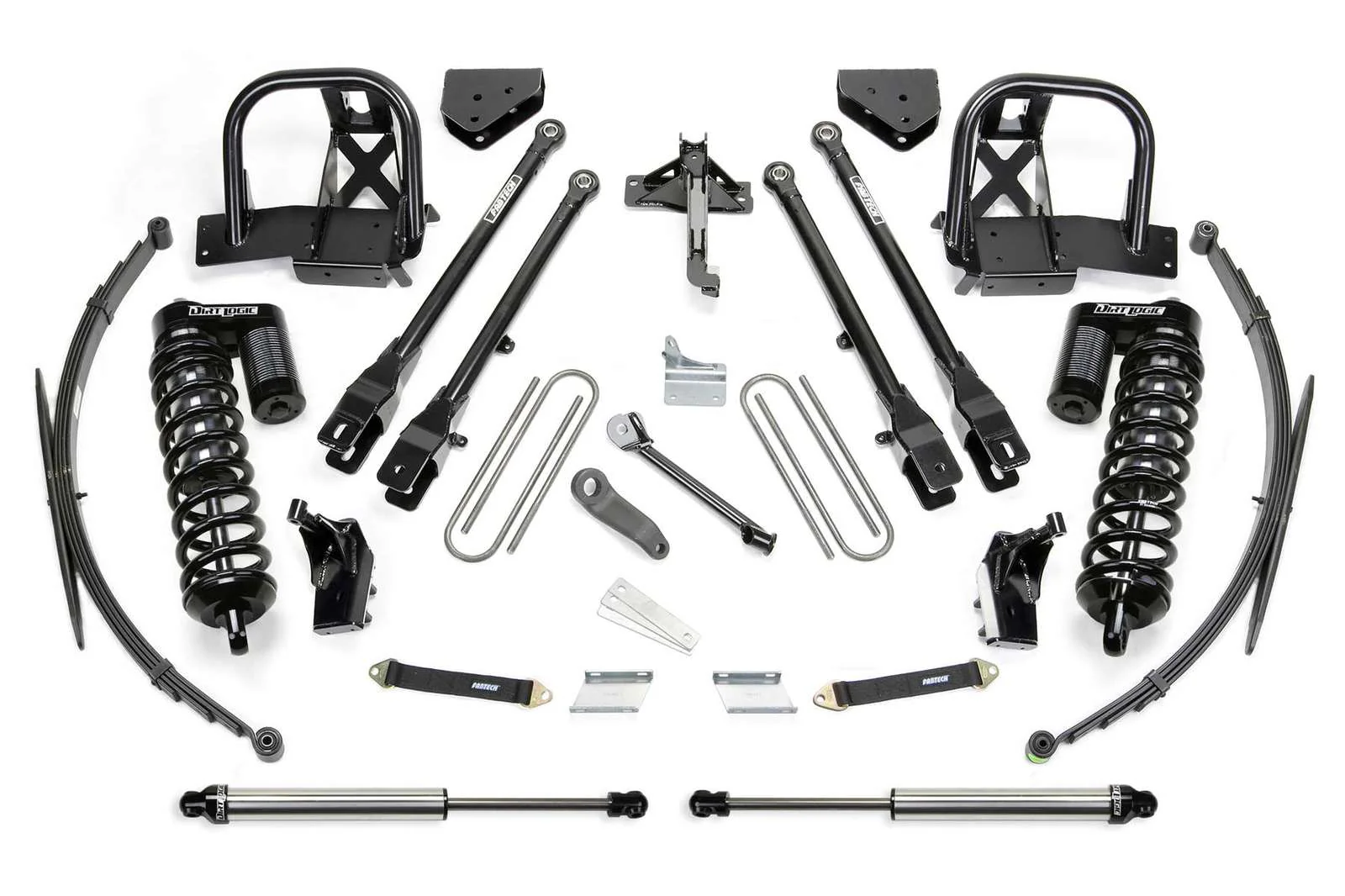 Fabtech 8" 4 Link System w/Dirt Logic 4.0 Coilovers & Rear 2.25 Shocks Kit for 2008-2016 Ford F250 Super Duty 4WD w/8.0" lift