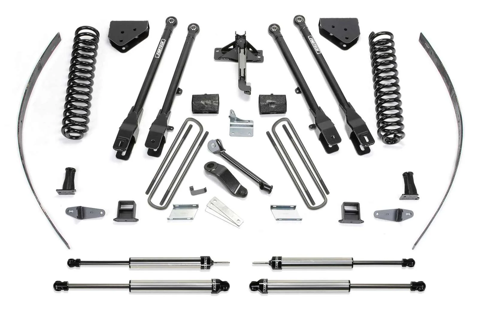Fabtech 8" 4 Link System w/Dirt Logic Shocks Kit for 2008-2016 Ford F250 Super Duty 4WD w/8.0" lift w/Overload