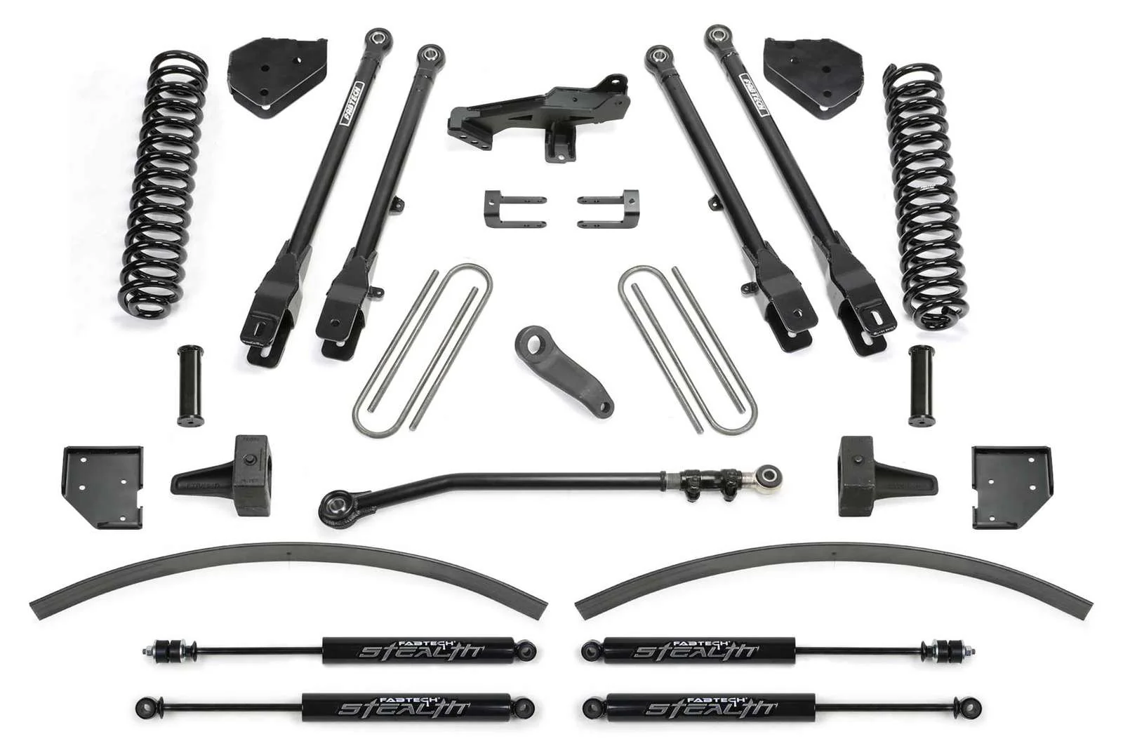 Fabtech 8" 4 Link System w/Stealth Shocks Kit for 2017-2024 Ford F250 Super Duty 4WD w/8.0" lift
