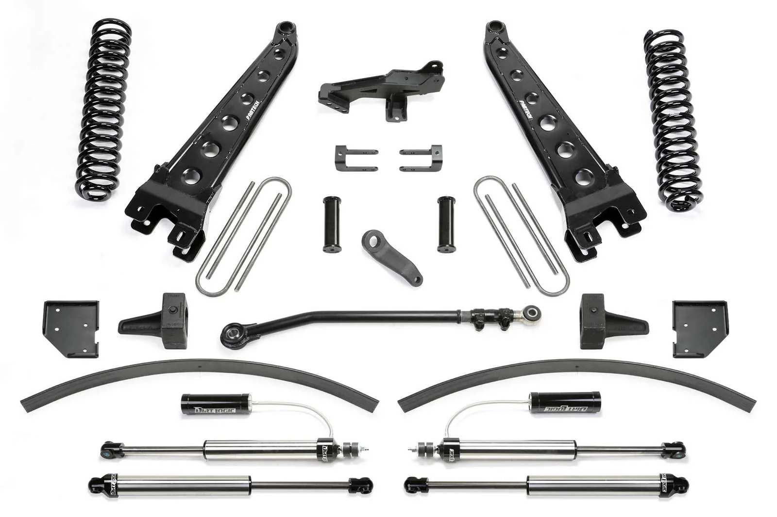 Fabtech 8" Radius Arm System w/Front Dirt Logic 2.25 Reservoir Shocks & Rear 2.25 Shocks Kit for 2017-2024 Ford F350 Super Duty 4WD w/8.0" lift