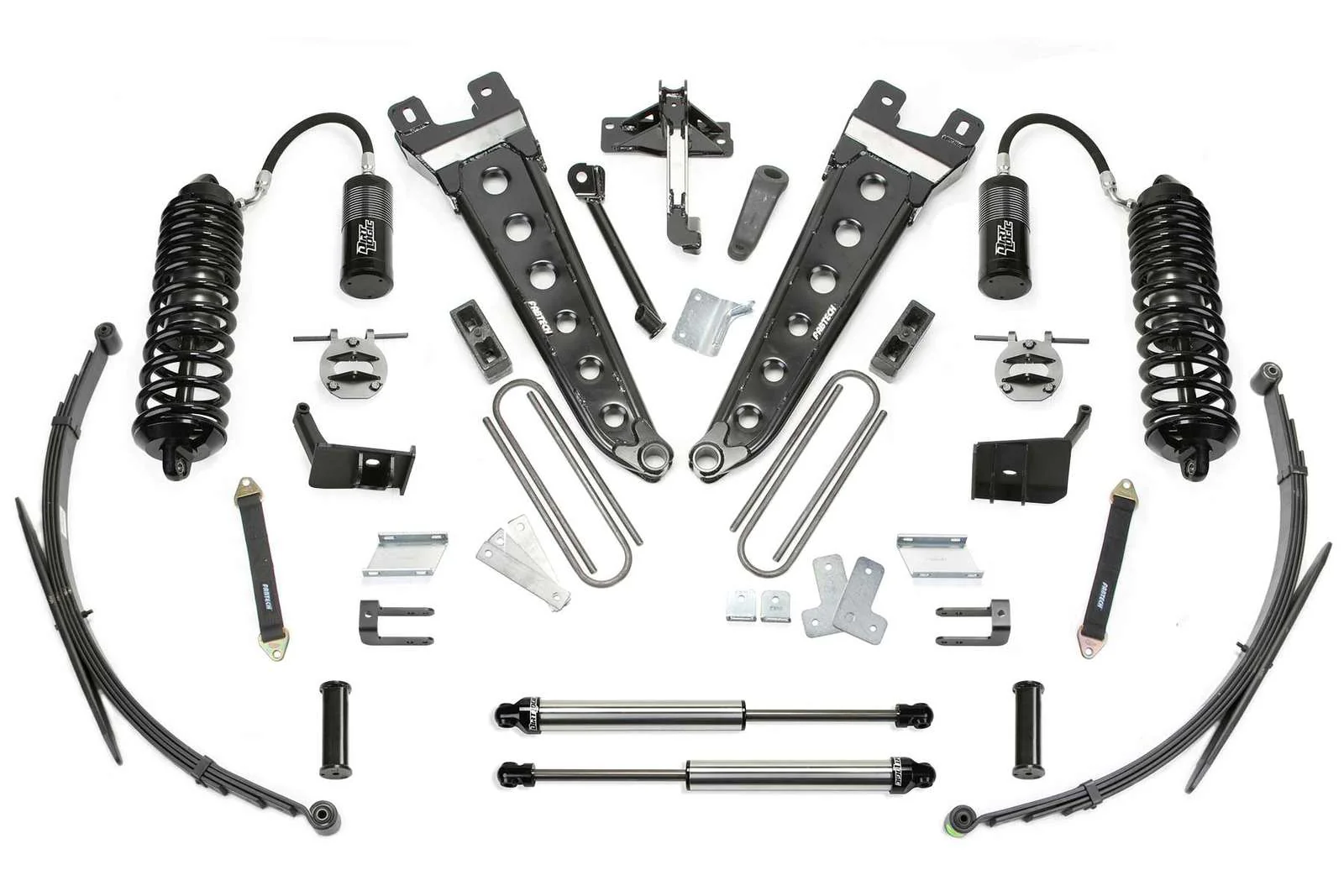 Fabtech 8" Radius Arm System w/Front Dirt Logic 4.0 Coilovers w/Reservoir & Rear 2.25 Shocks Kit for 2017-2024 Ford F350 Super Duty 4WD w/8.0" lift