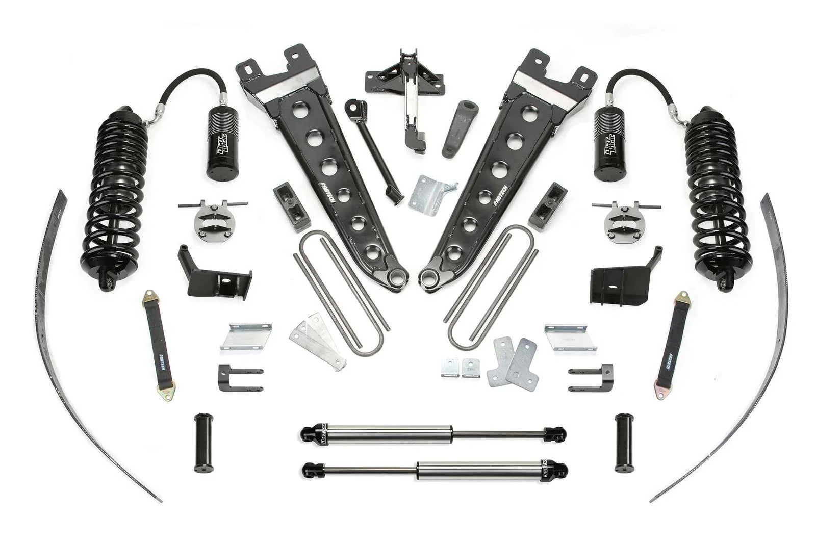 Fabtech 8" Radius Arm System w/Front Dirt Logic 4.0 Coilovers w/Reservoir & Rear 2.25 Shocks Kit for 2017-2024 Ford F250 Super Duty 4WD w/8.0" lift