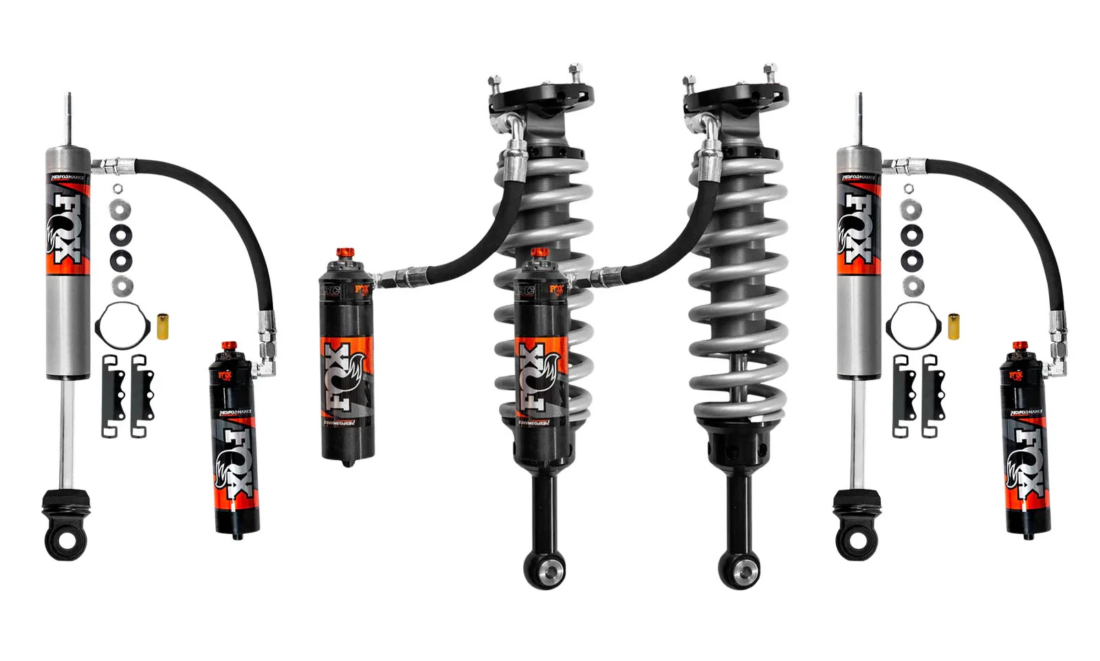 Fox 2.5 Factory Race Series Adjustable Coilover w/ Reservoir + Rear Shocks Set for 2003-2024 Toyota 4Runner 4WD RWD w/2-3" lift