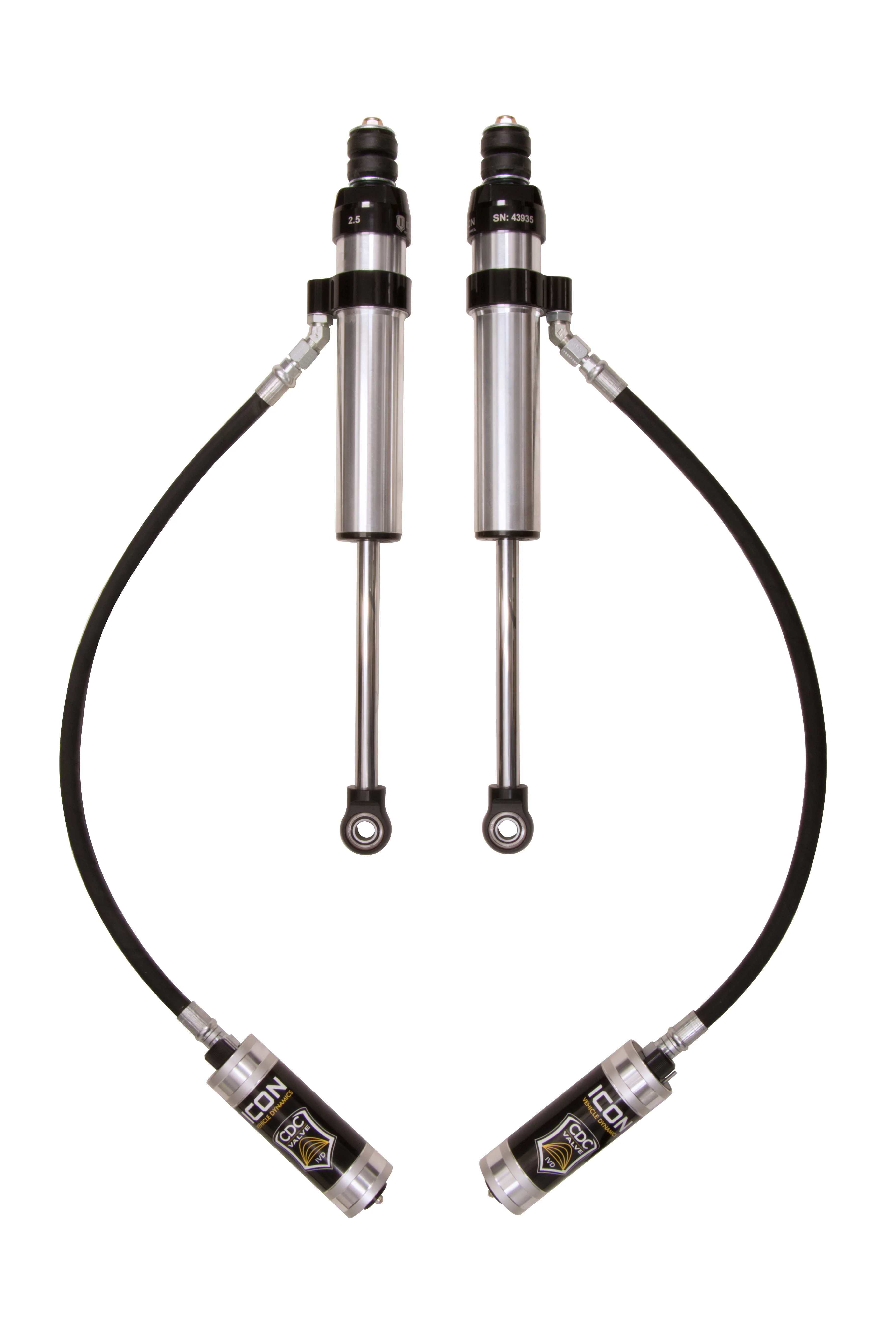 Icon 2.5 Remote Reservoir CDCV Shocks Pair for 2008-2011 Toyota Land Cruiser w/2" lift