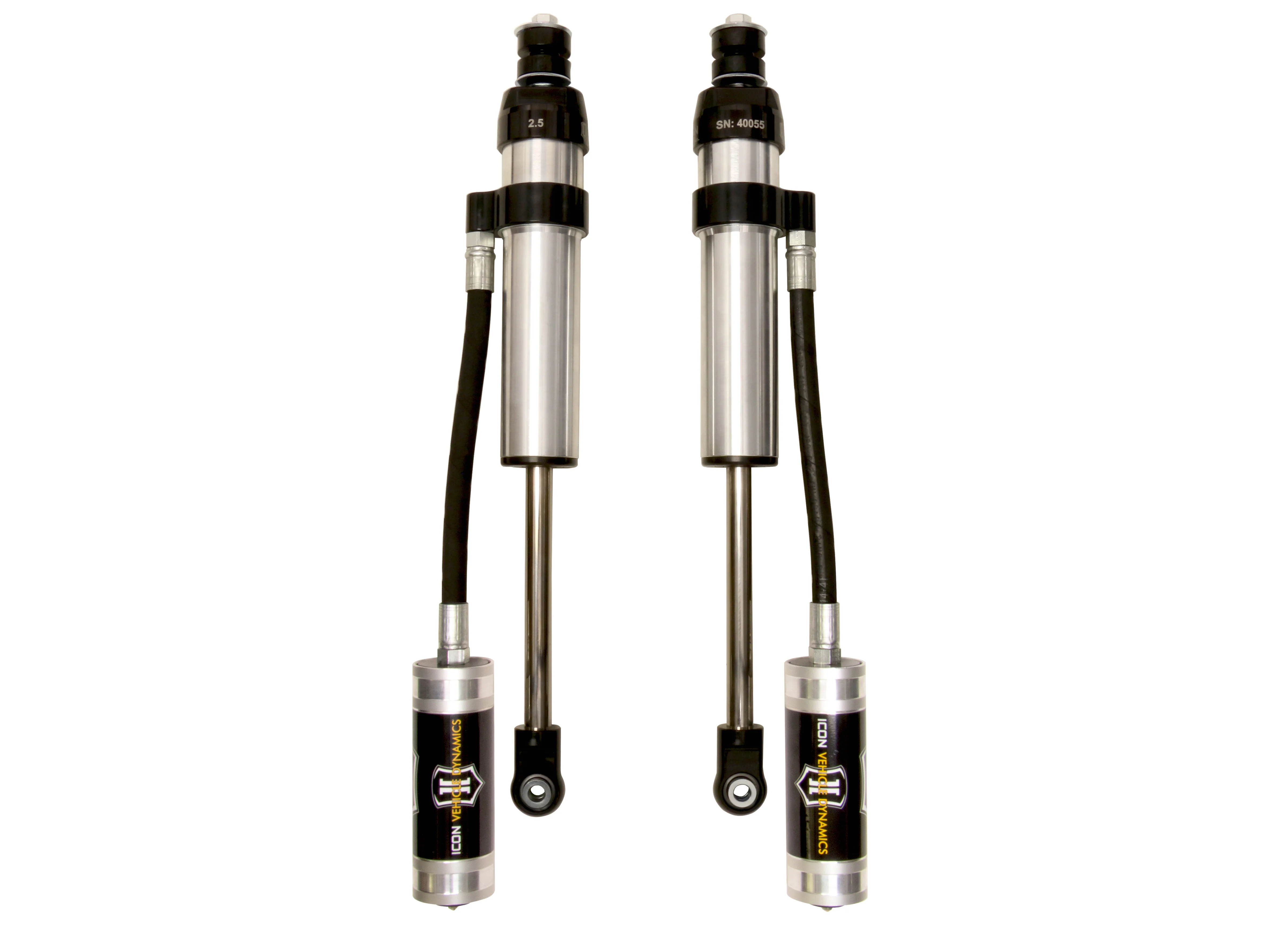 Icon 2.5 Remote Reservoir Shocks Front Pair for 2005-2022 Ford F250 Super Duty 4WD w/0-2.5" lift