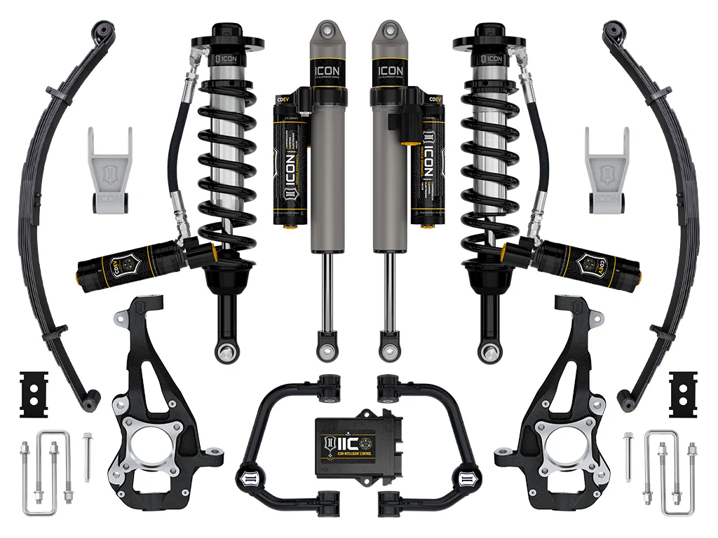 Icon 3.5-4.5" Stage 5 Suspension System w/Tubular UCA Kit for 2021 Ford F150 4WD Full Hybrid EV Gas