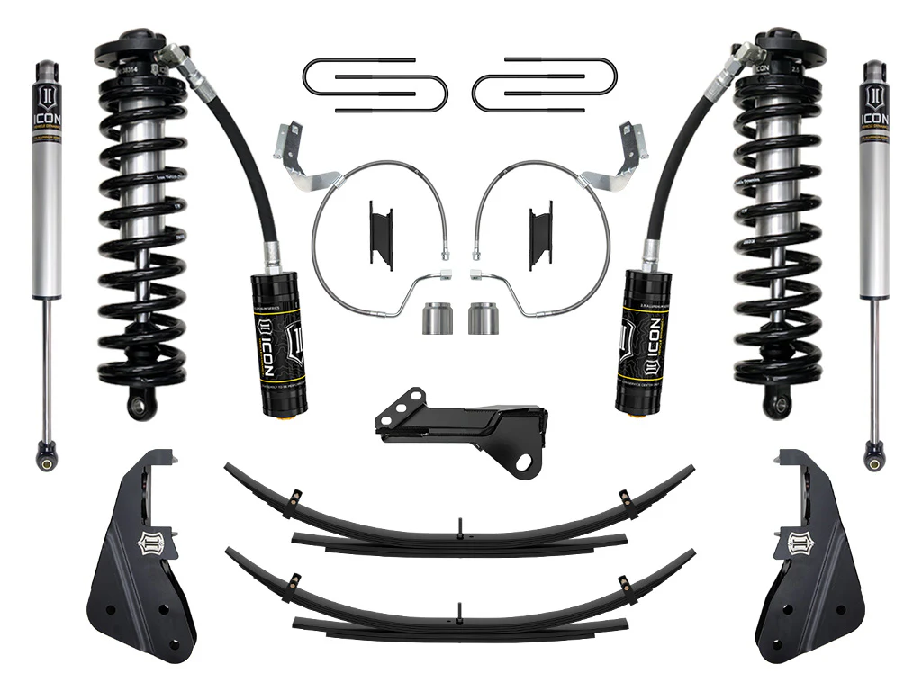 Icon 4-5.5" Stage 1 Coilover Conversion System w/Expansion Packs Kit for 2023-2026 Ford F350 Super Duty 4WD Gas Extended Cab Pickup