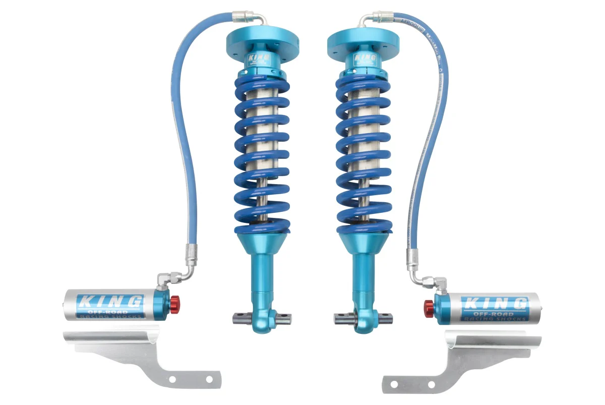 King Shocks 2.5 Performance Coilovers w/ Adjustable Remote Reservoir Front Pair for 2015-2020 Ford F150 RWD w/0-3" lift